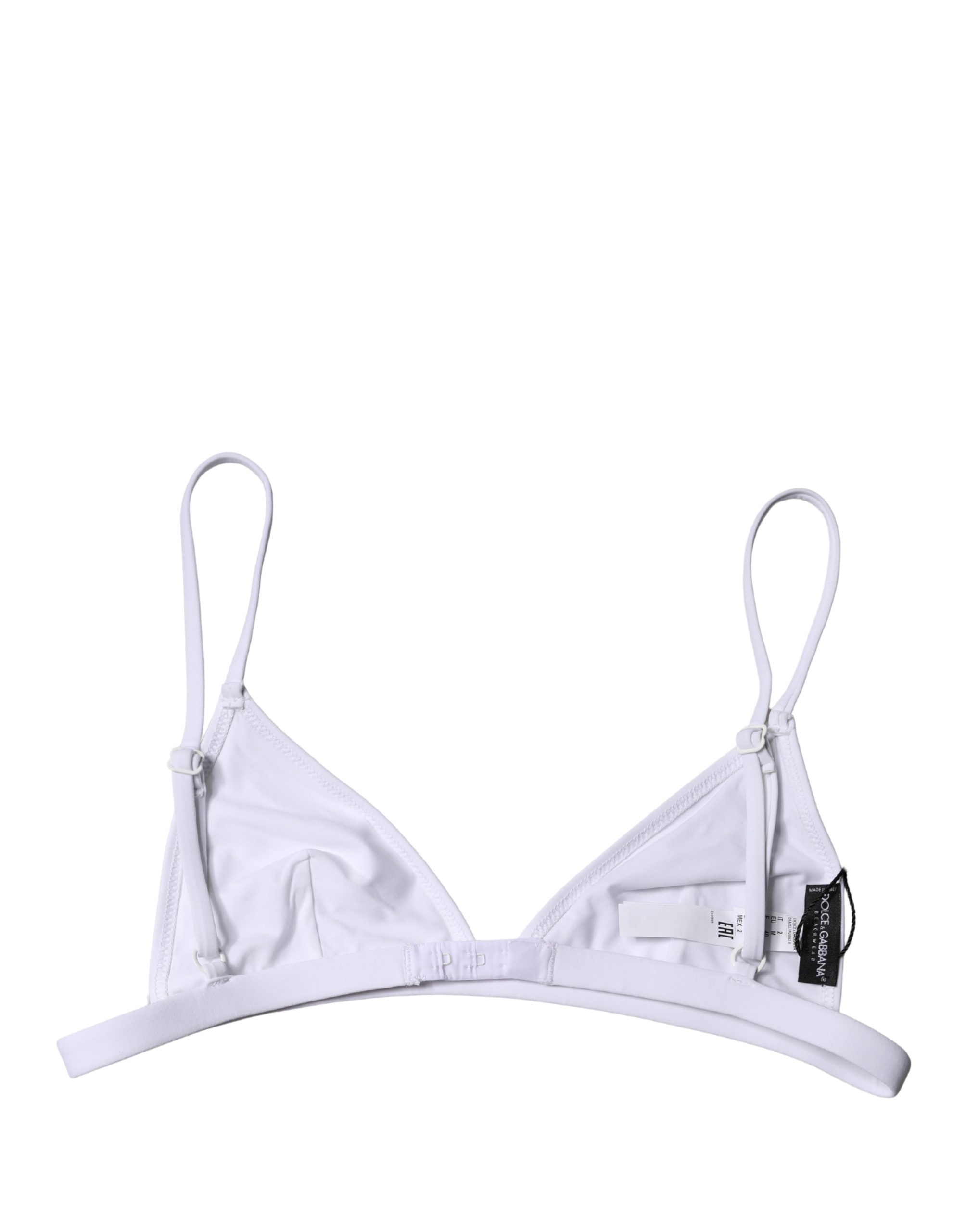 Dolce & Gabbana Top White Nylon Triangle Swimwear Beachwear Bikini - Image 4