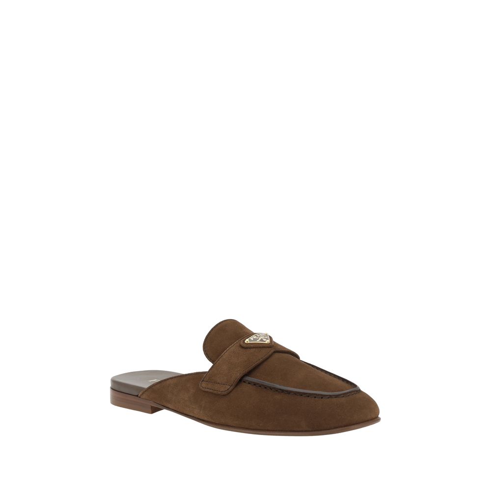 Prada Brown Calf Leather Bos Taurus Mules - Image 2