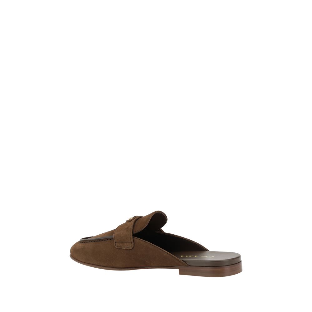 Prada Brown Calf Leather Bos Taurus Mules - Image 3