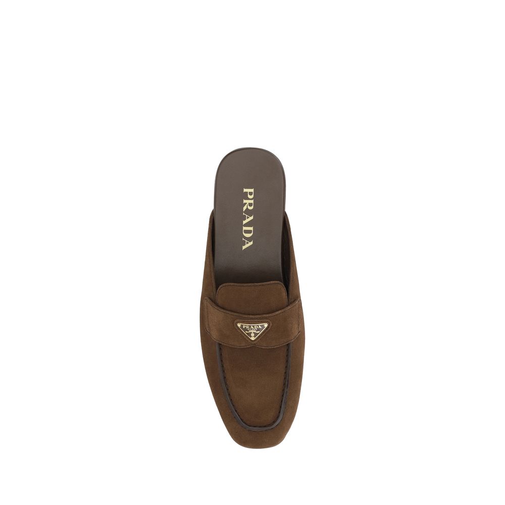 Prada Brown Calf Leather Bos Taurus Mules - Image 4