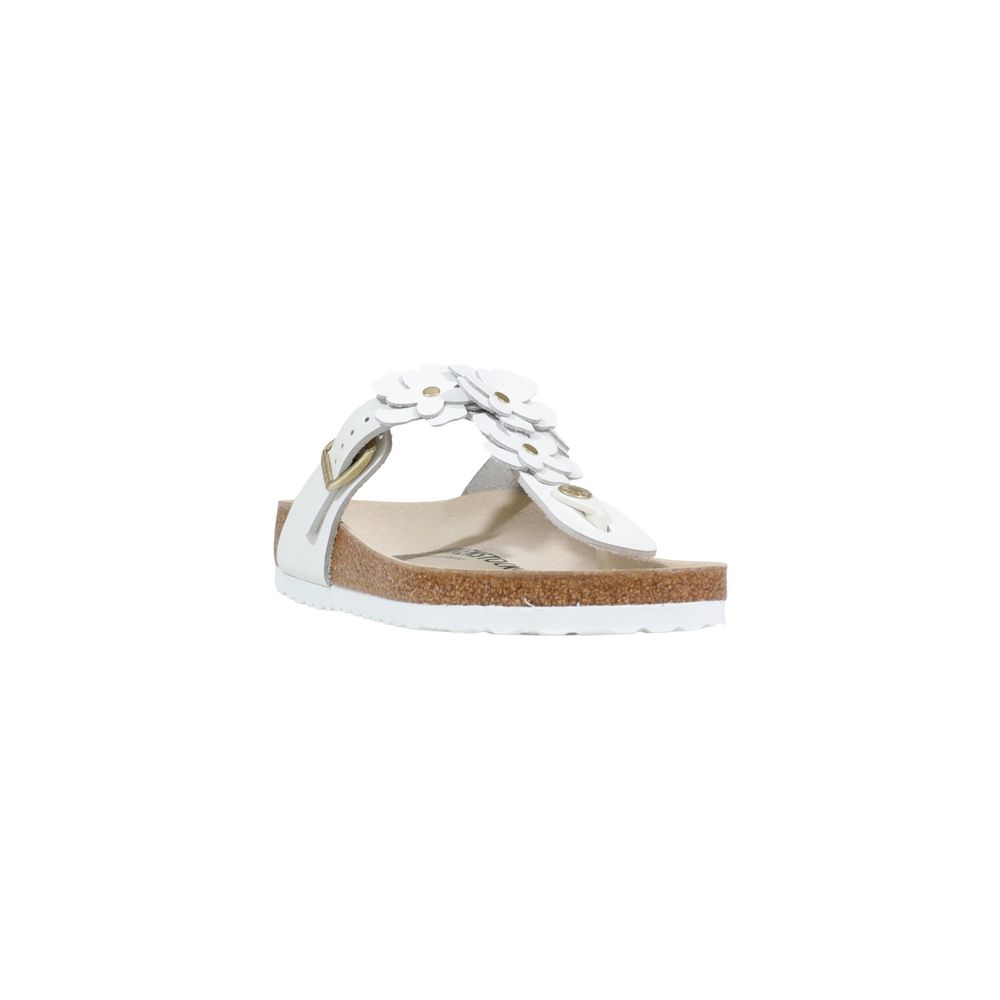 Birkenstock White Leather Flat Sandals - Image 2