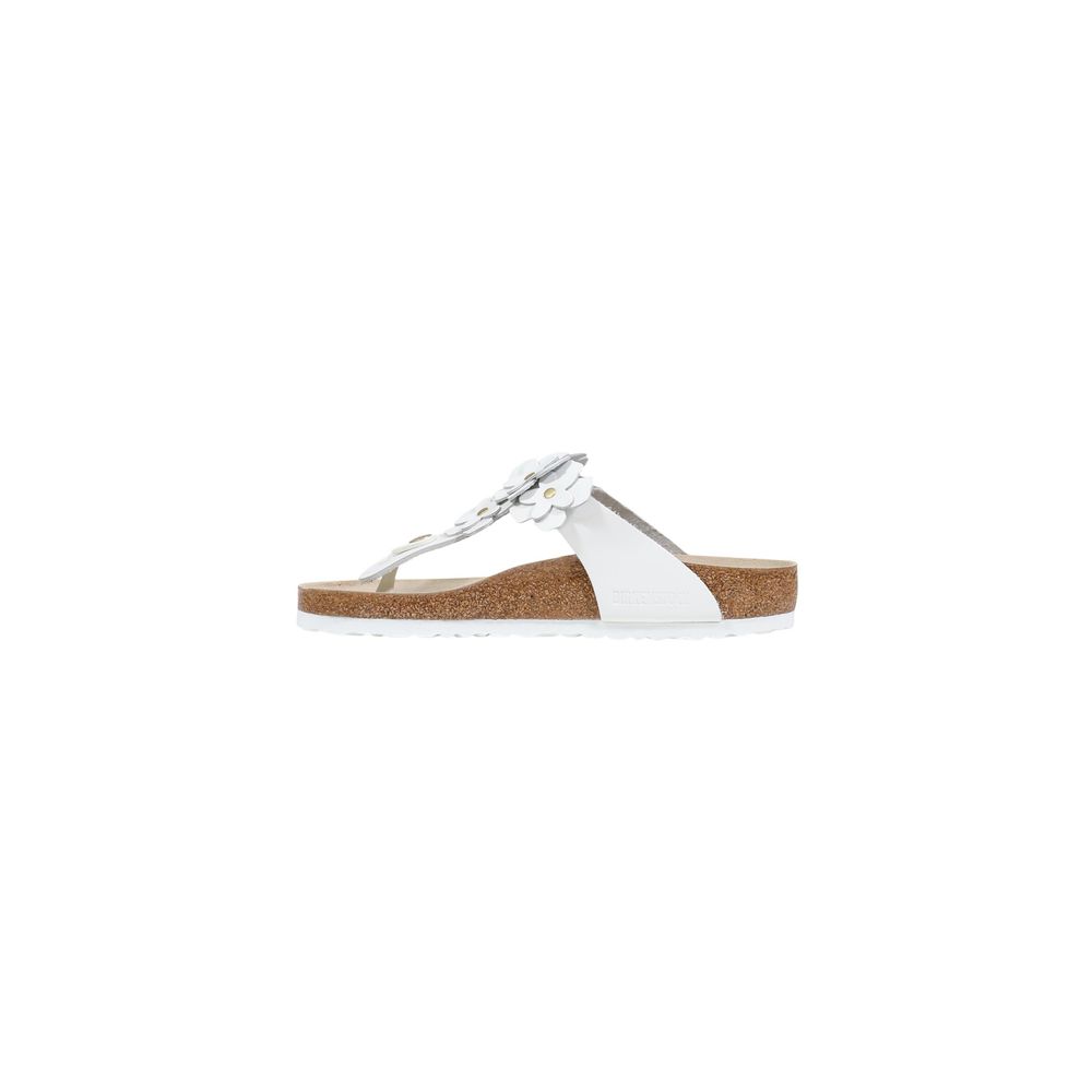 Birkenstock White Leather Flat Sandals - Image 3