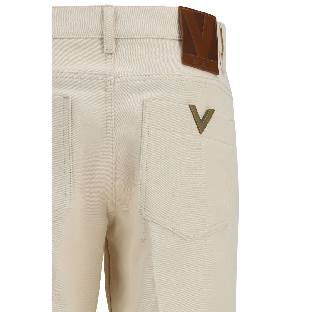 Valentino Beige Cotton Flared Jeans - Image 3