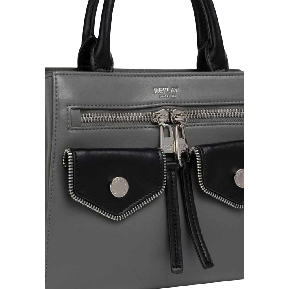 Replay Bicolor Polyester Handbag - Image 4