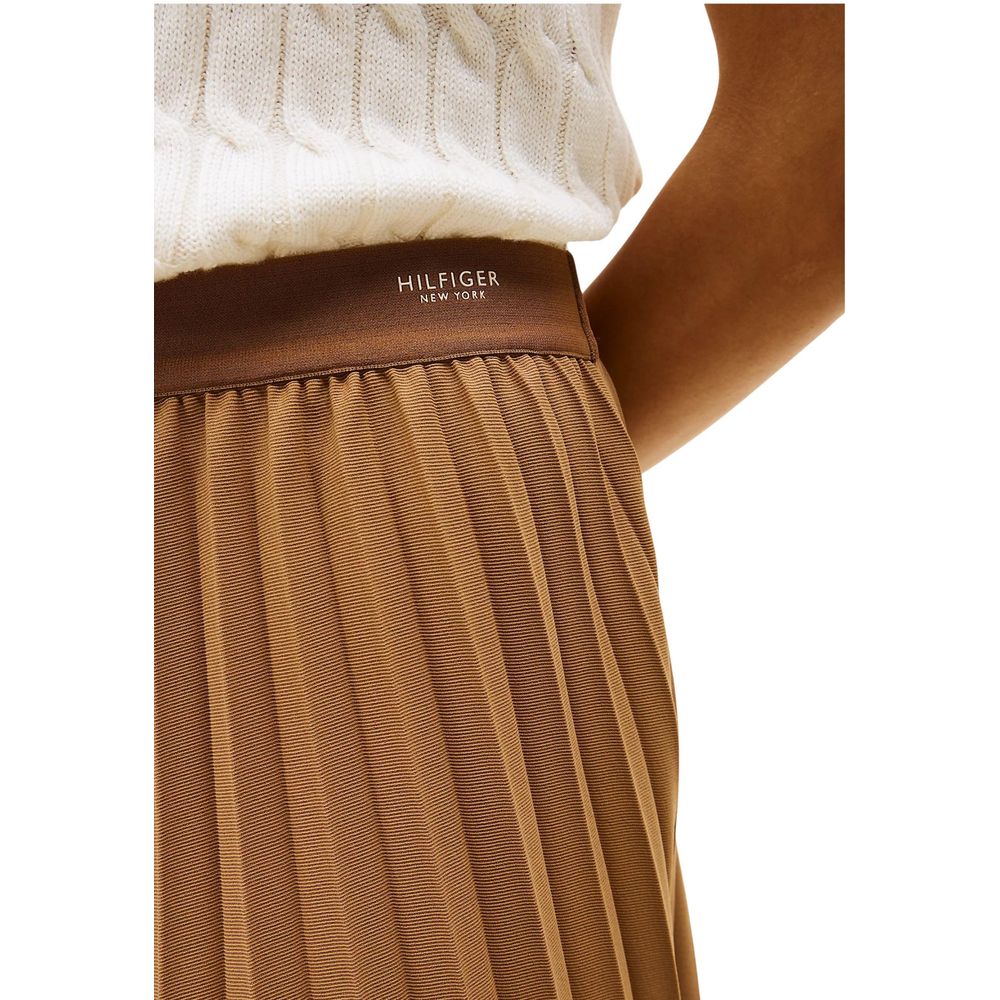 Tommy Hilfiger Brown Recycled Polyester Midi Skirt - Image 3