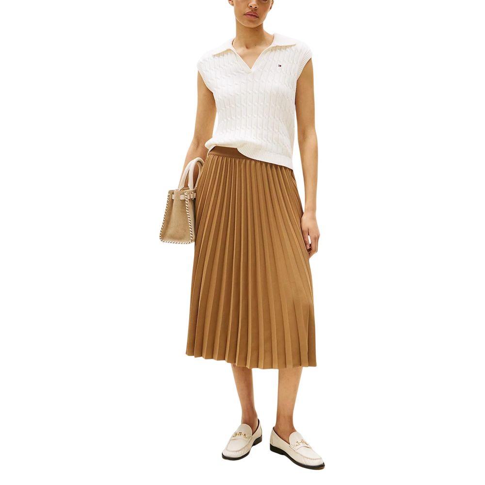 Tommy Hilfiger Brown Recycled Polyester Midi Skirt - Image 4