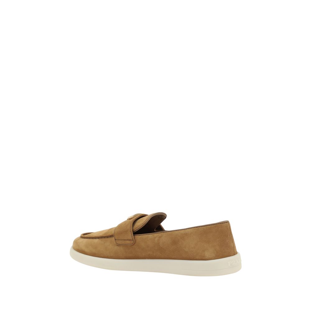 Prada Brown Calf Leather Bos Taurus Slip-On Loafers - Image 3