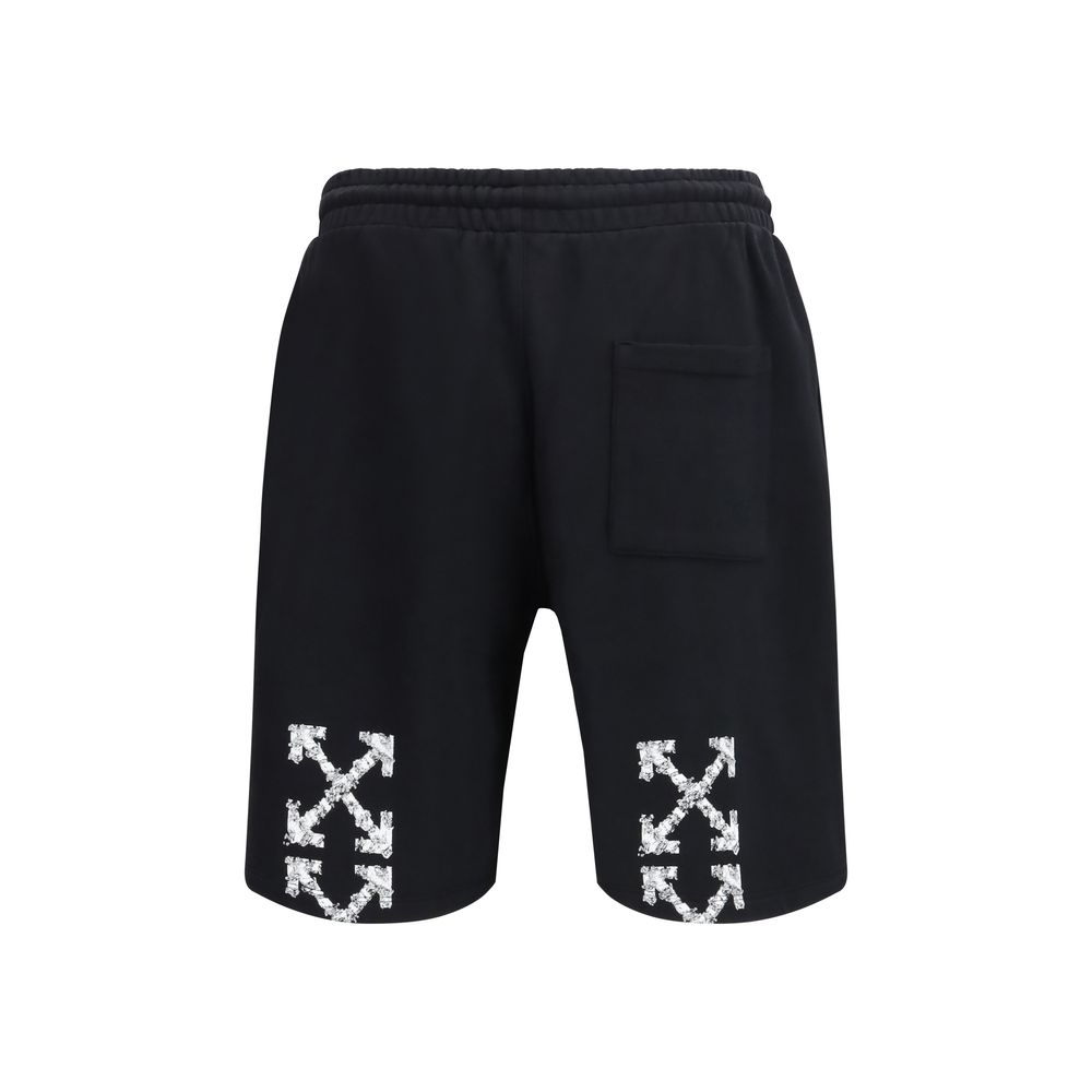 Off-White Black Cotton Bermuda Shorts - Image 2