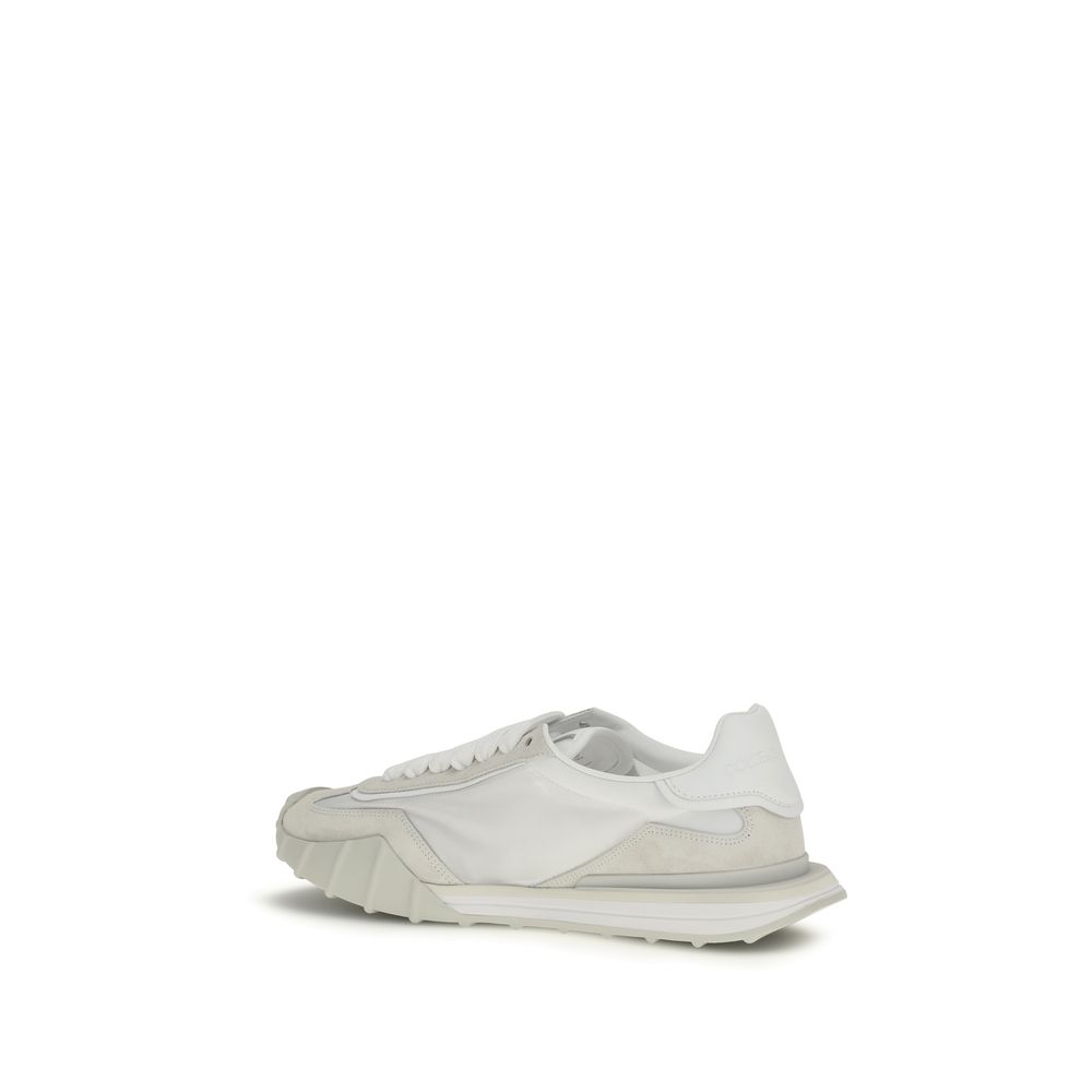 Dolce & Gabbana White Calf Leather Bos Taurus Athletic Sneakers - Image 3