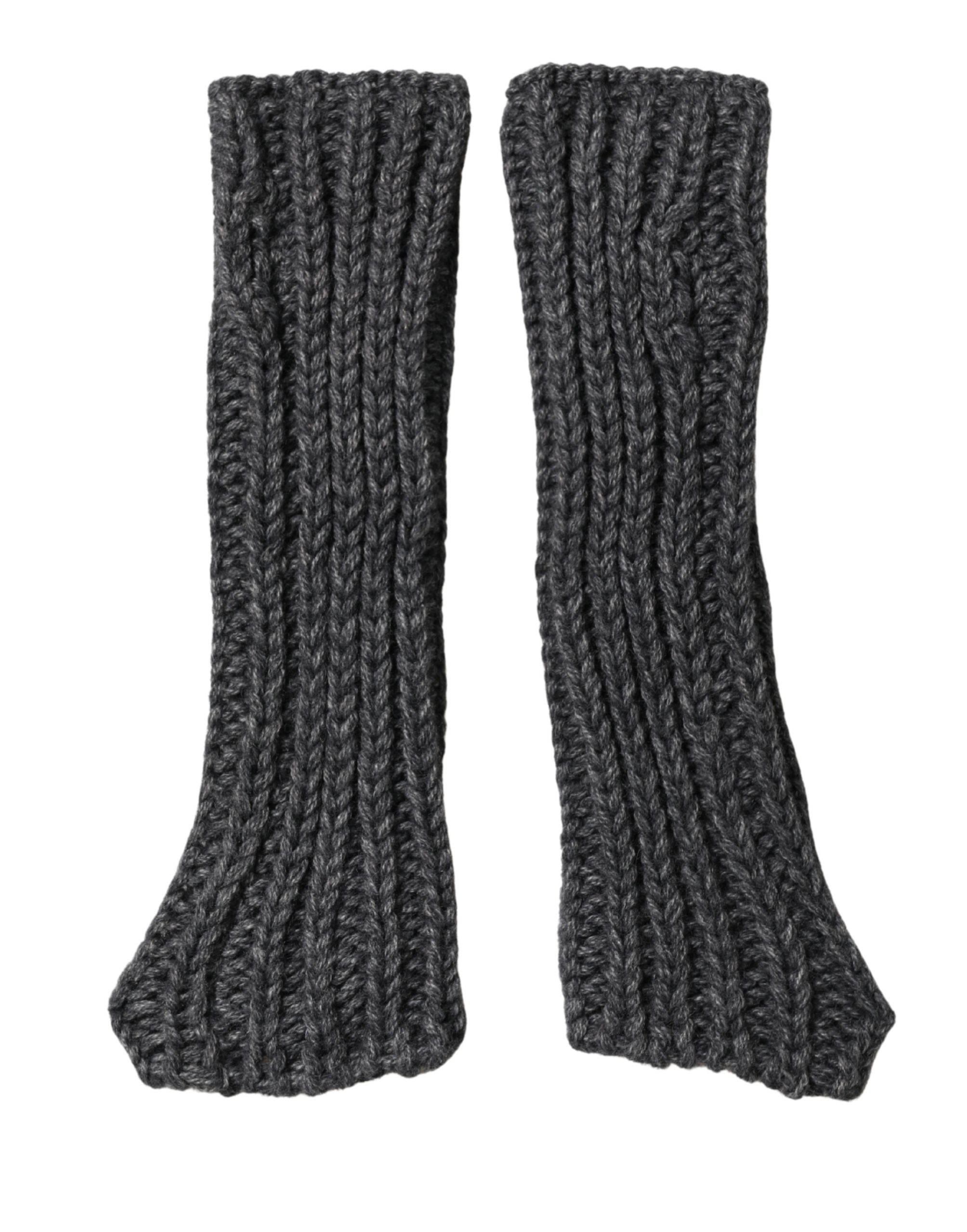 Dolce & Gabbana Gray Acrylic Knitted Fingerless Arm Warmer Gloves - Image 2