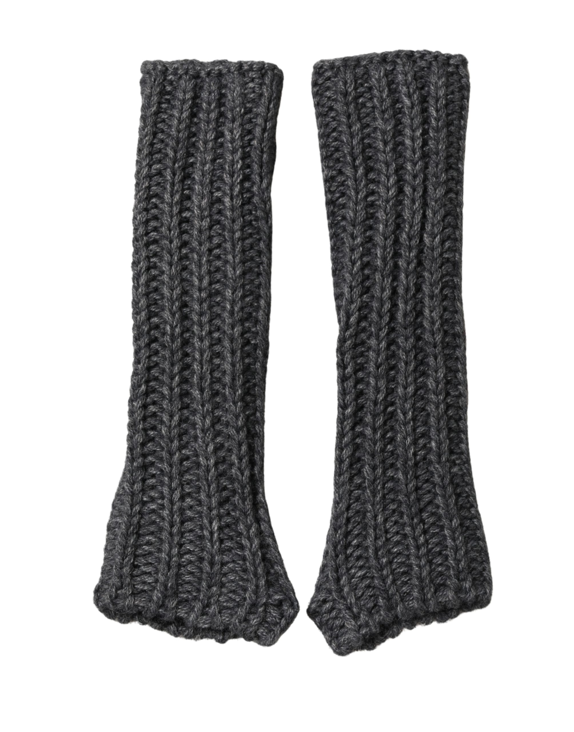 Dolce & Gabbana Gray Acrylic Knitted Fingerless Arm Warmer Gloves - Image 4