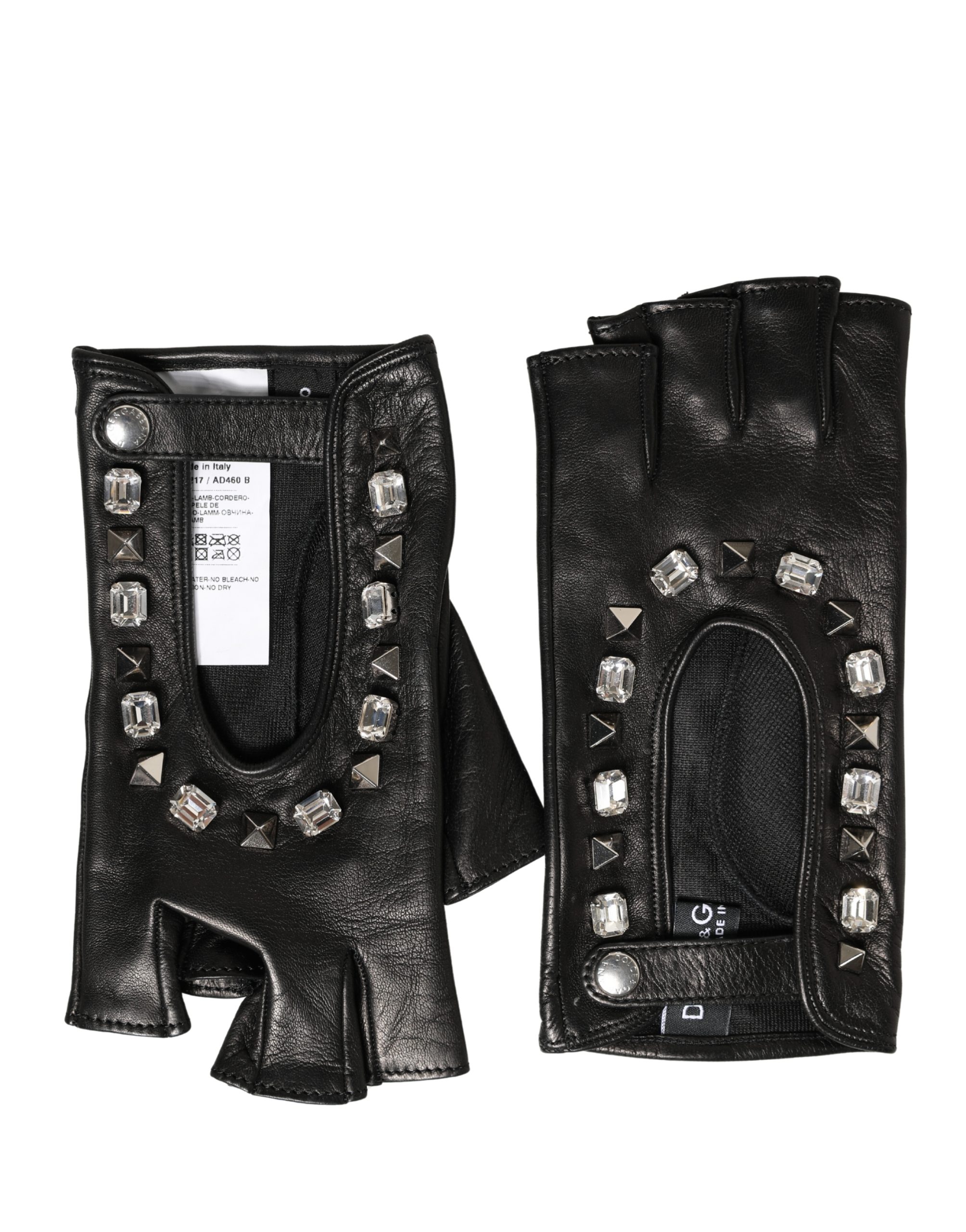 Dolce & Gabbana Women Black Embellished Wrist Length Mitten Gloves - Image 2