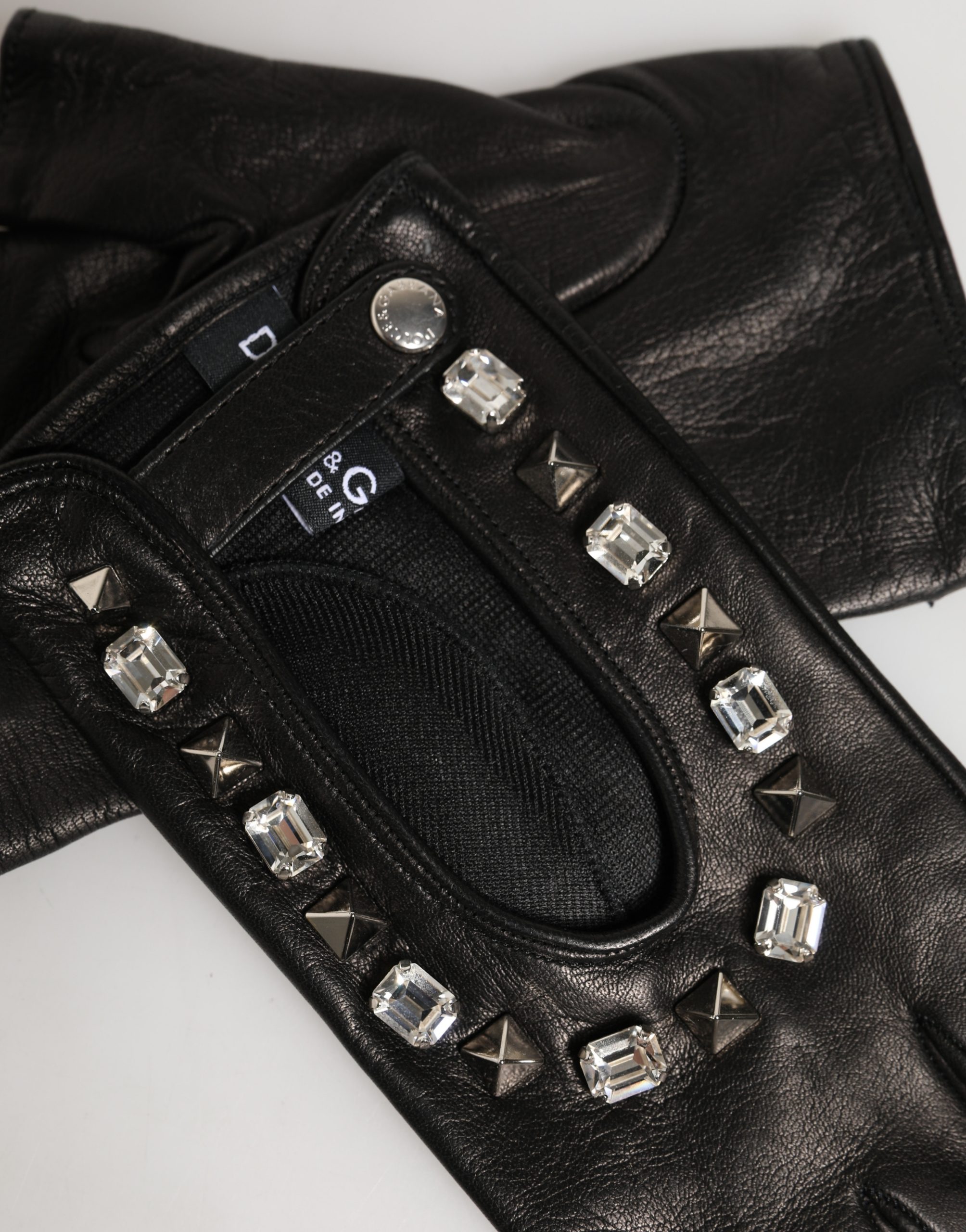 Dolce & Gabbana Women Black Embellished Wrist Length Mitten Gloves - Image 4