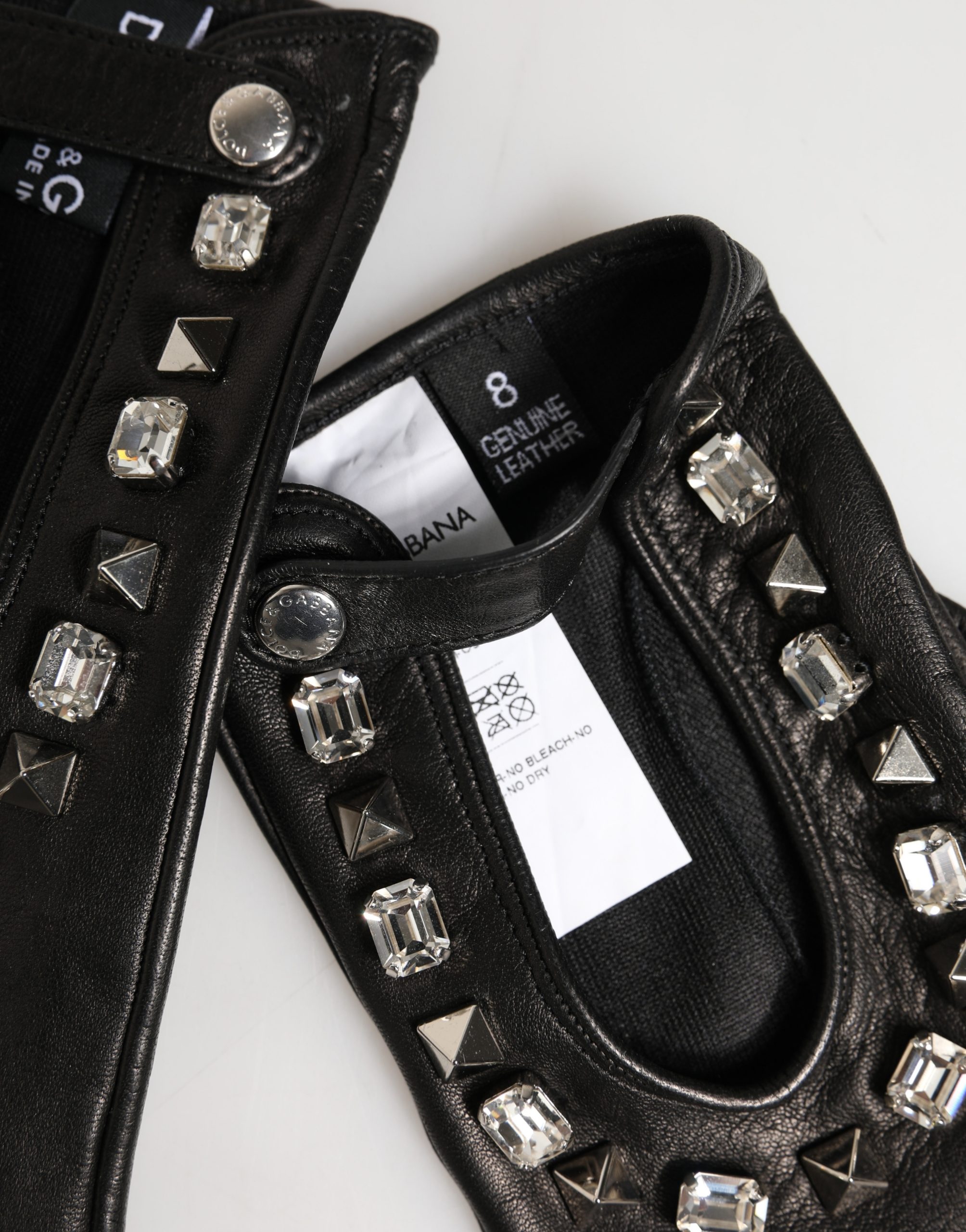 Dolce & Gabbana Women Black Embellished Wrist Length Mitten Gloves - Image 5