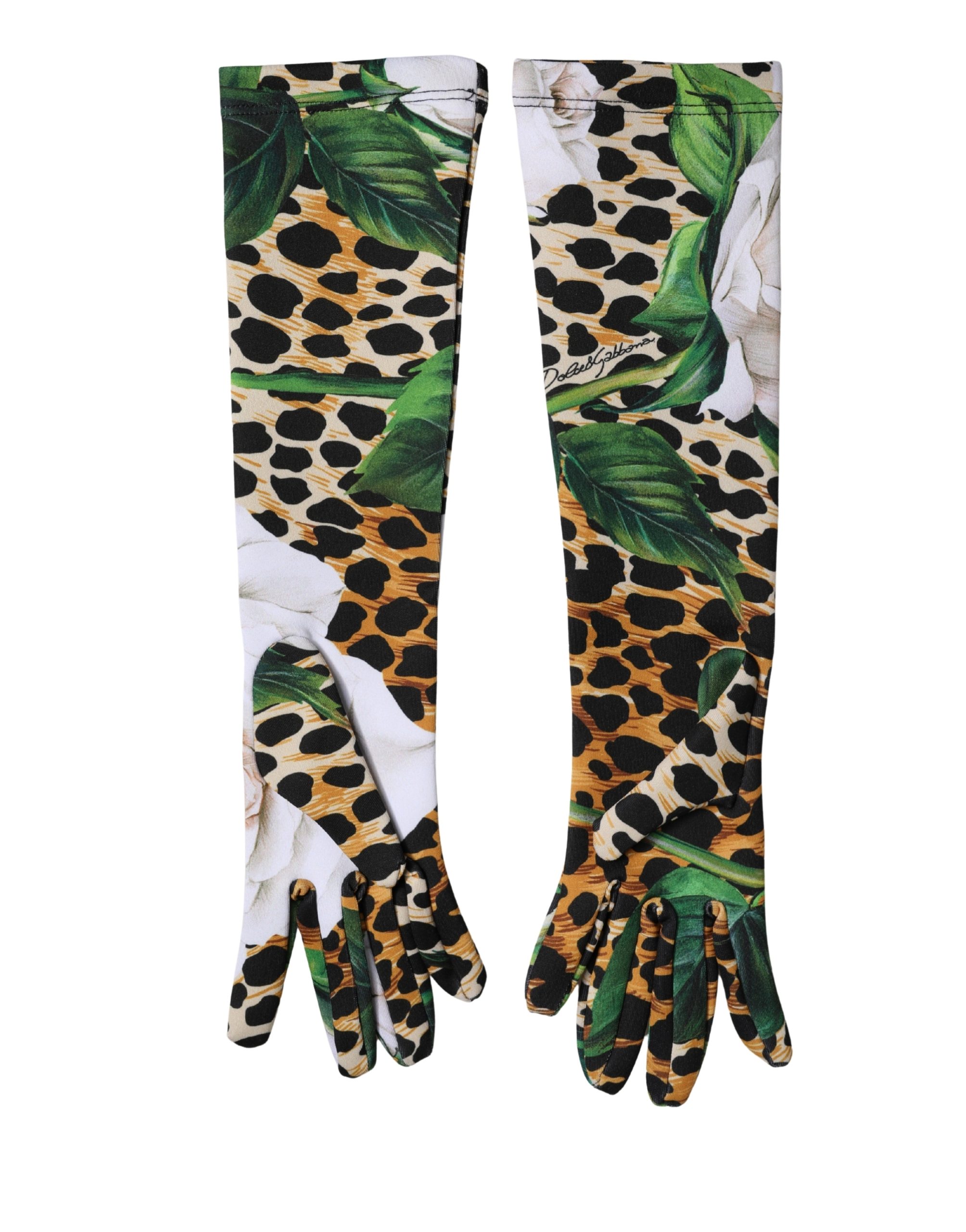 Dolce & Gabbana Multicolor Floral Leopard Elbow Length Women Gloves - Image 2