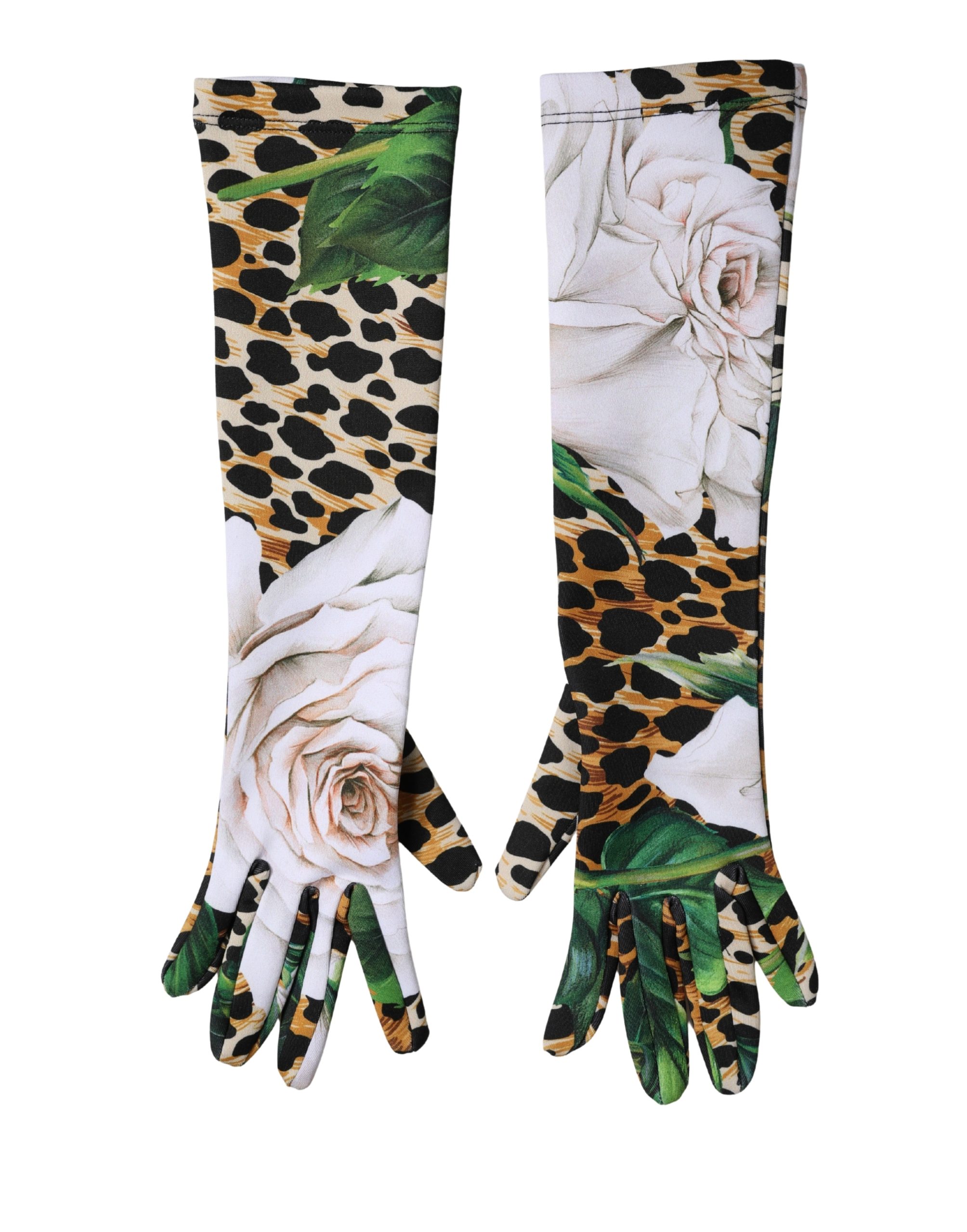 Dolce & Gabbana Multicolor Floral Leopard Elbow Length Women Gloves - Image 4