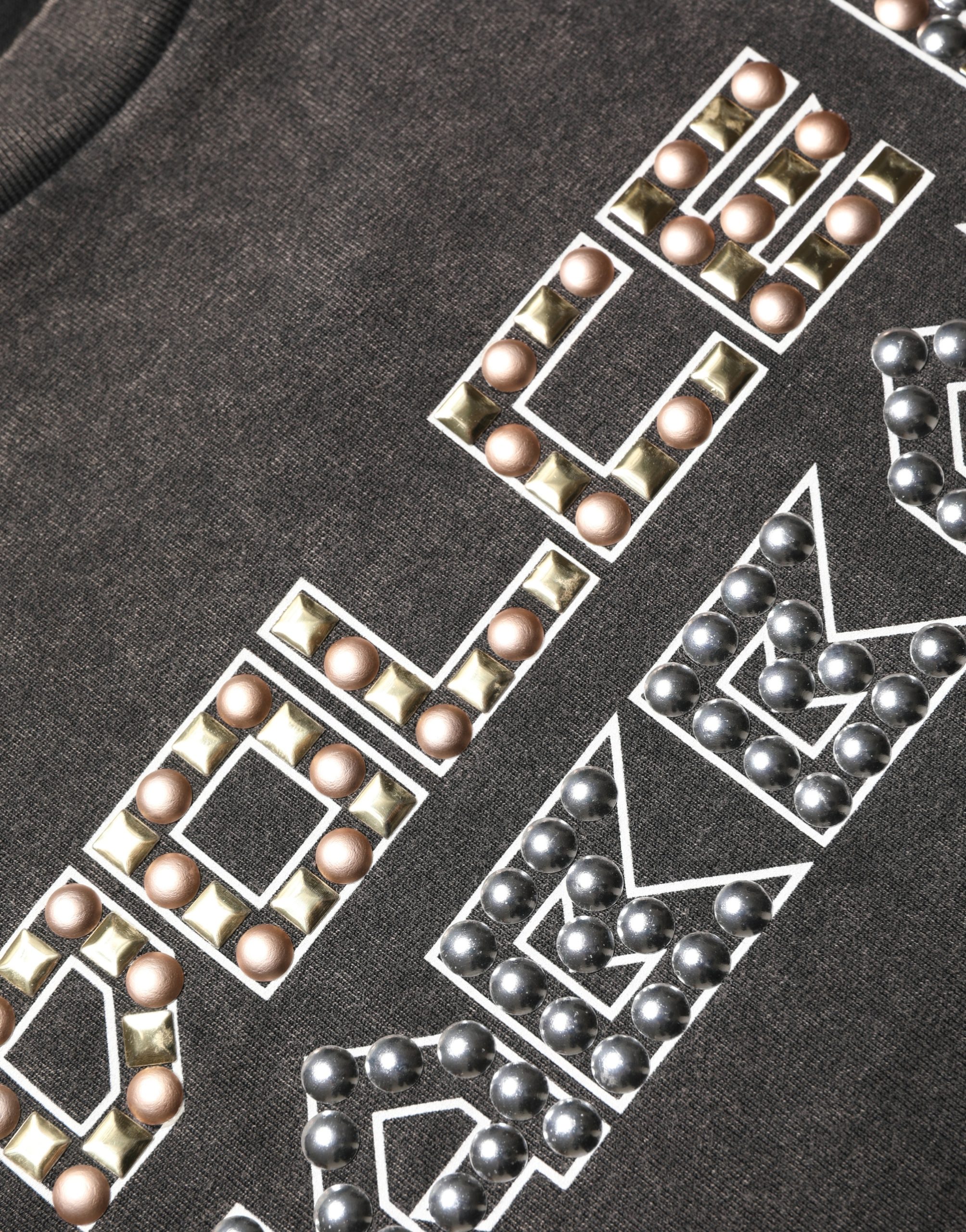 Dolce & Gabbana Gray Logo Embellished Men Crew Neck T-shirt - Image 8