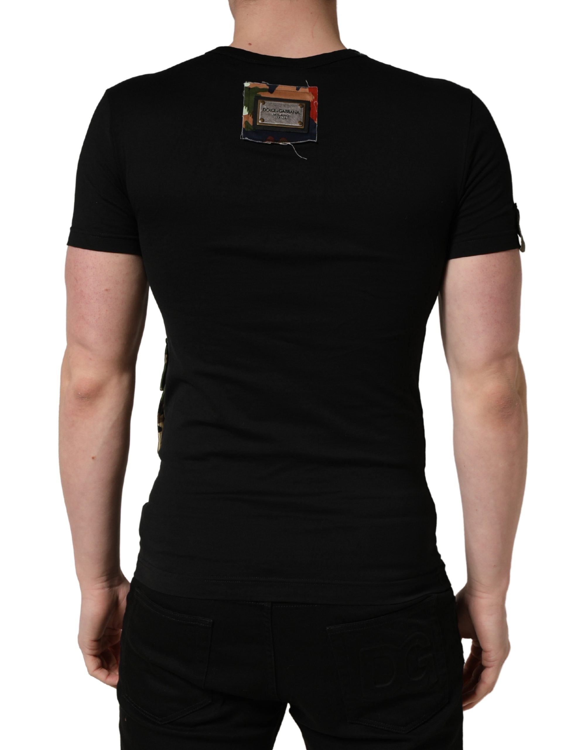 Dolce & Gabbana Black Italians Do It Better Camo Pocket Men T-shirt - Image 4
