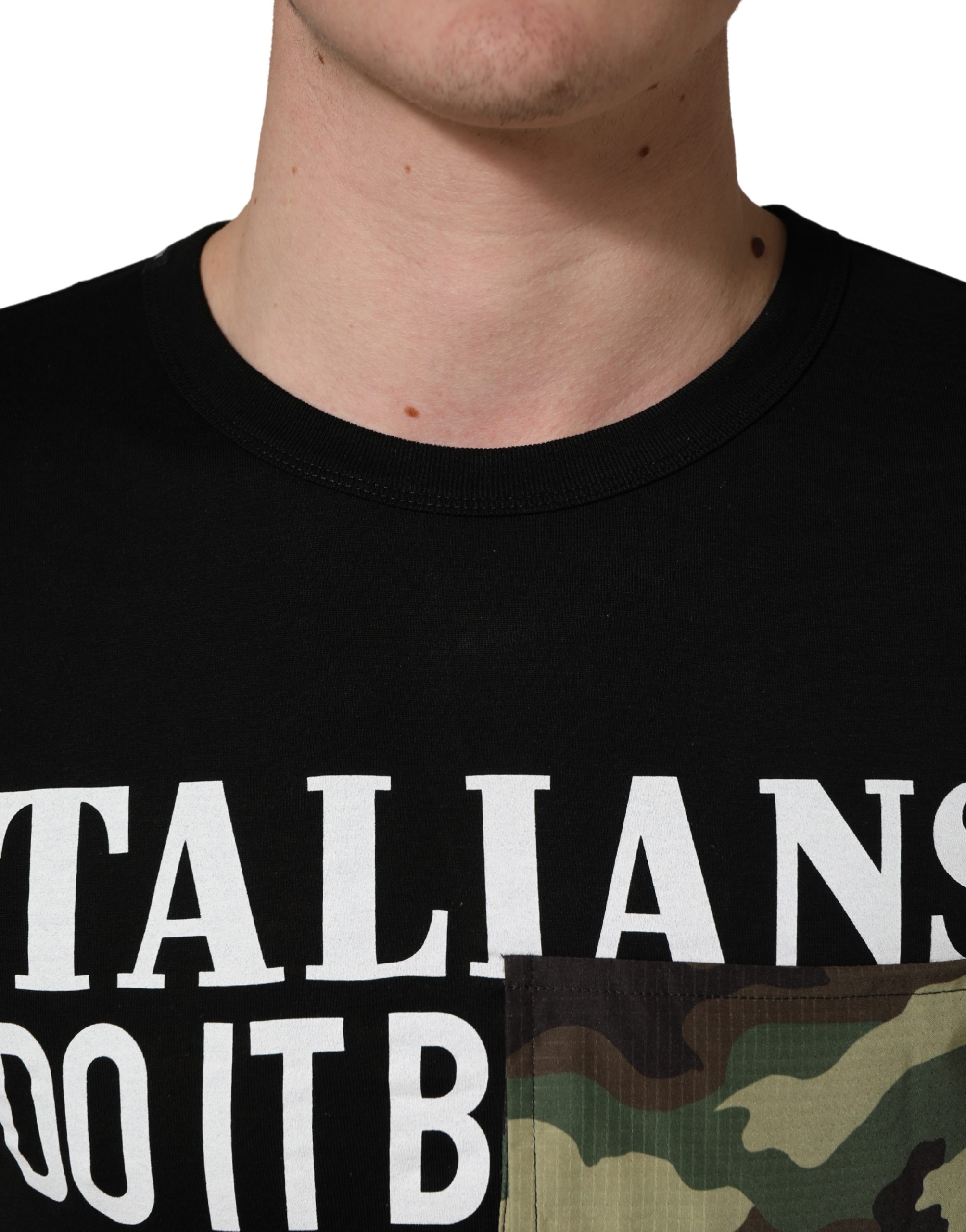 Dolce & Gabbana Black Italians Do It Better Camo Pocket Men T-shirt - Image 5