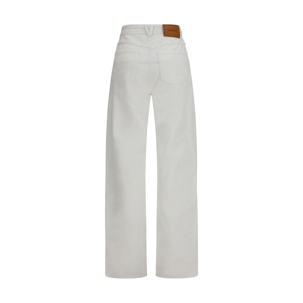 Versace White Cotton Straight-Leg Jeans - Image 2