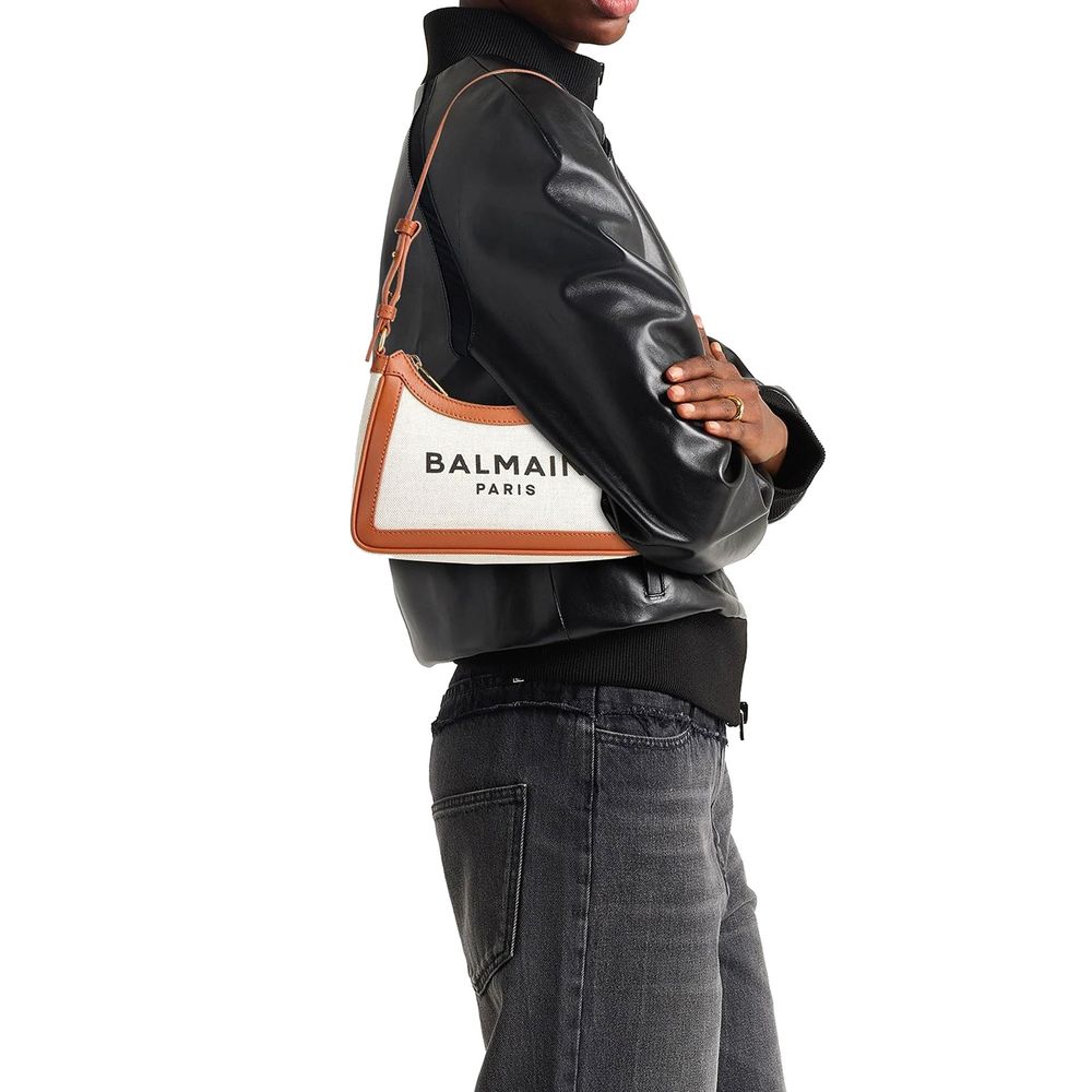 Balmain Brown Cotton Shoulder Bag - Image 3