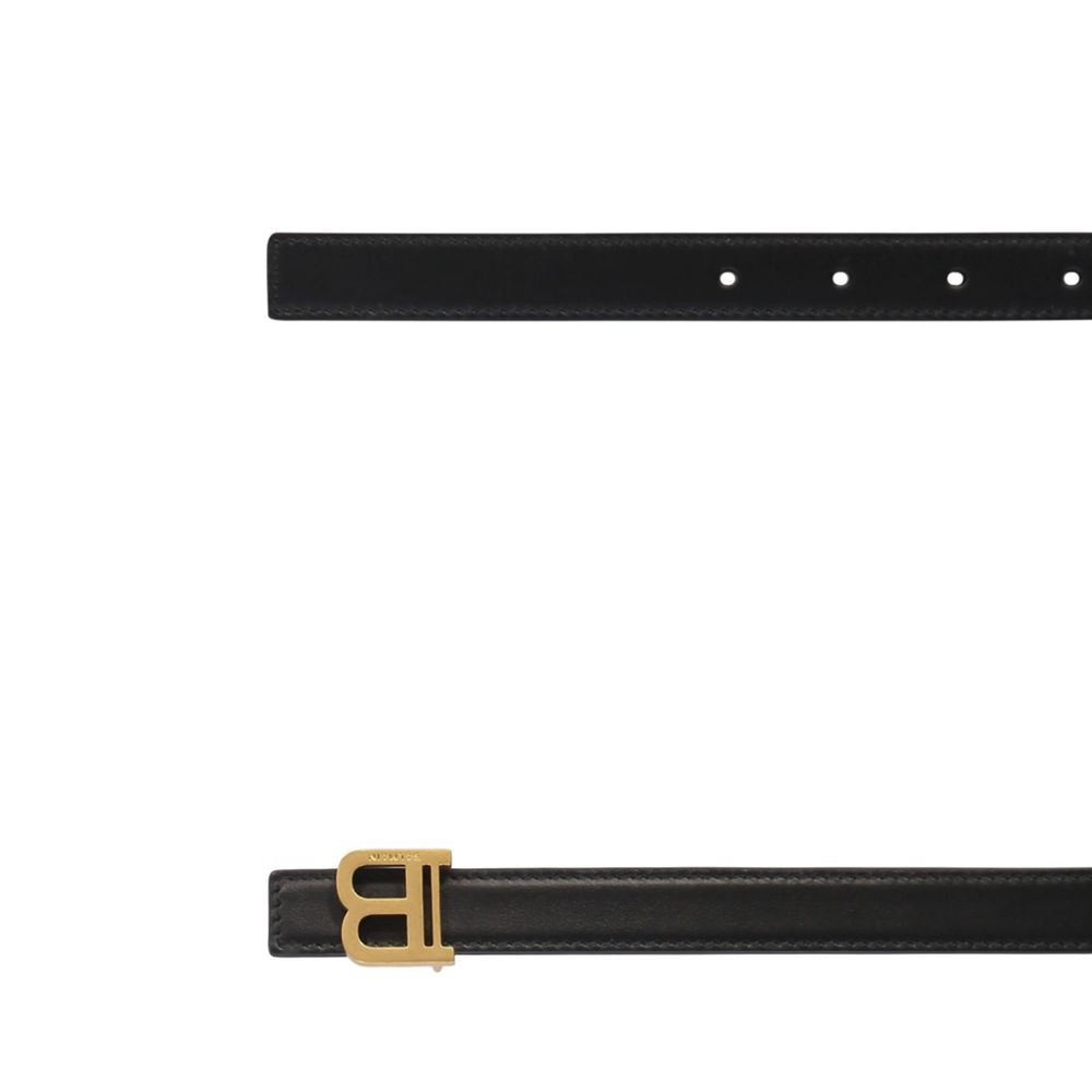 Balmain Black Leather Regular Belt - Image 2