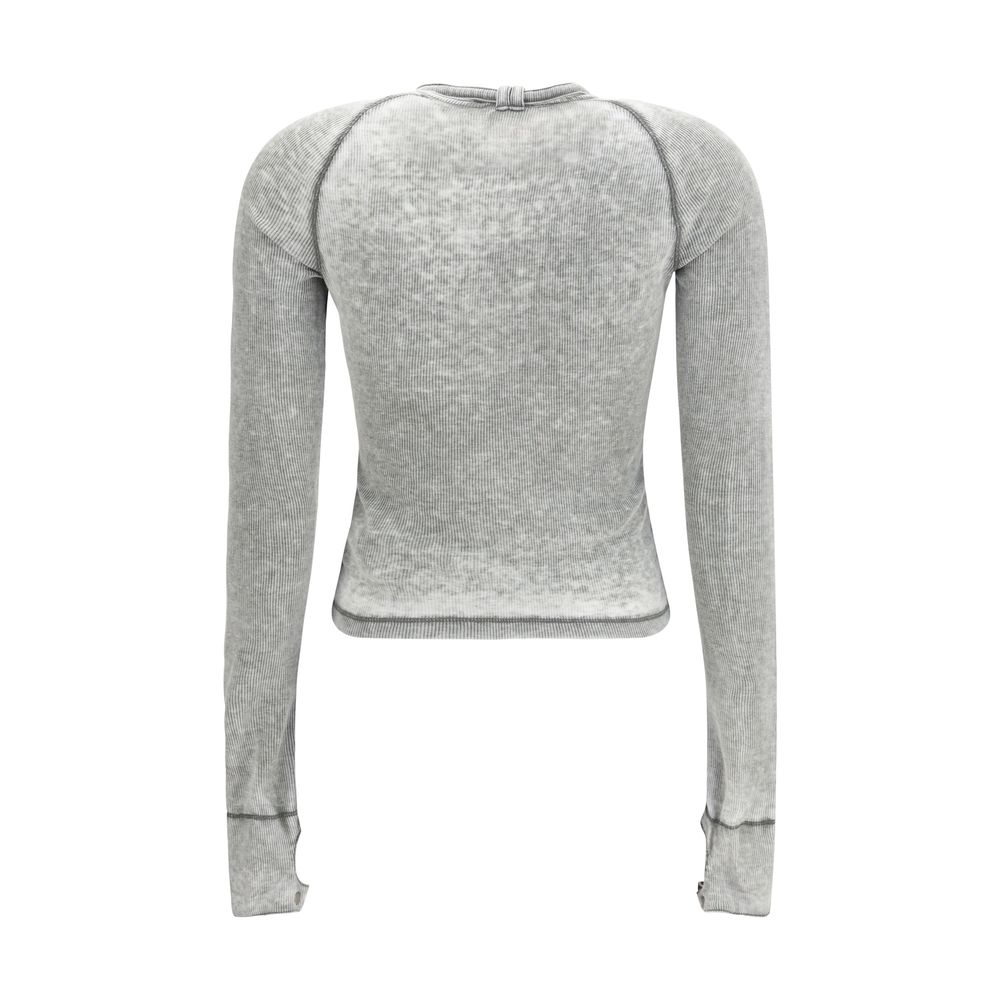 Diesel Gray Cotton Long Sleeve T-Shirt - Image 2