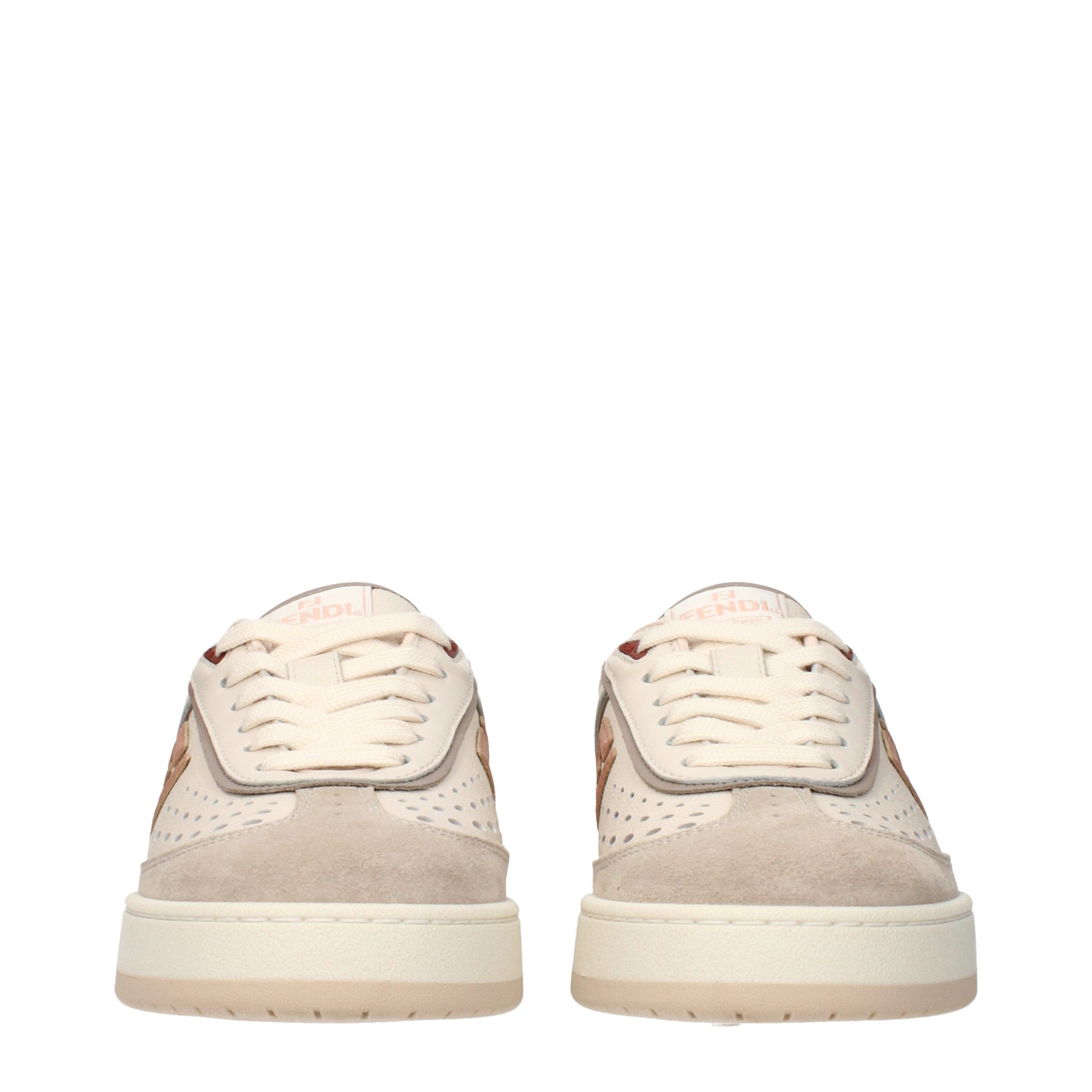 Fendi Beige Leather Low Top Sneakers - Image 3