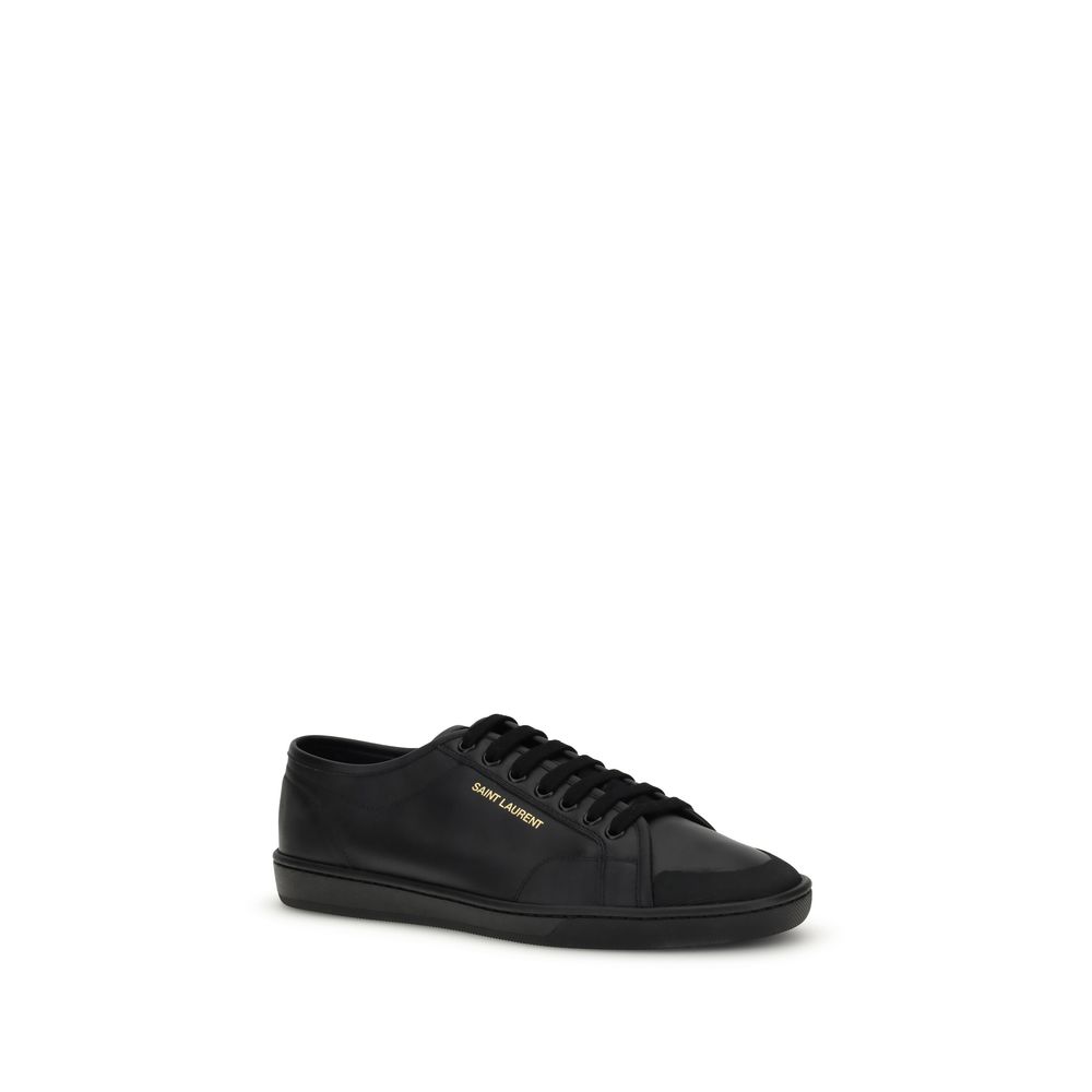 Saint Laurent Black Calf Leather Bos Taurus Low Top Sneakers - Image 2