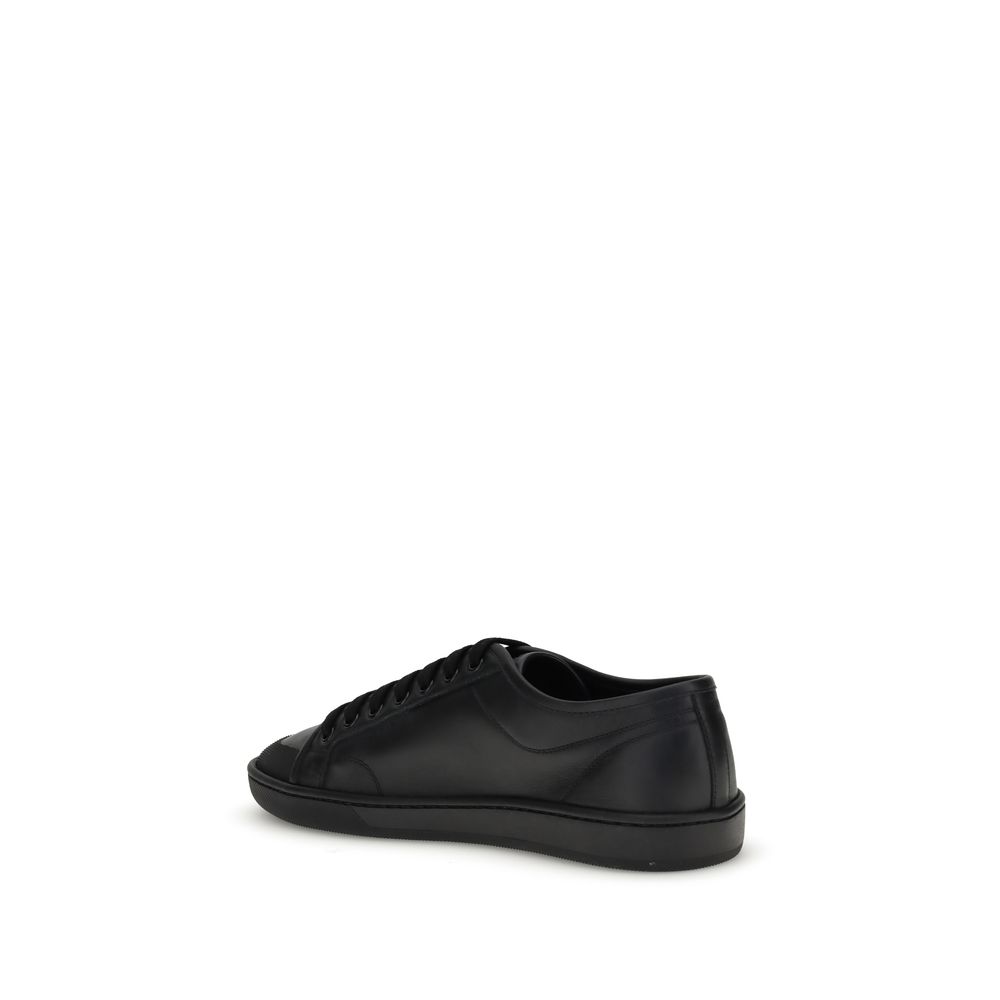 Saint Laurent Black Calf Leather Bos Taurus Low Top Sneakers - Image 3