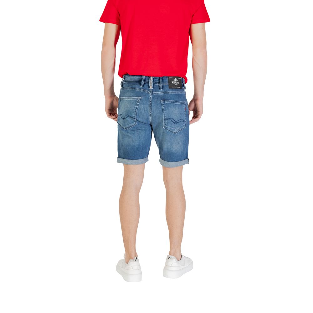 Replay Blue Cotton Bermuda Shorts - Image 2