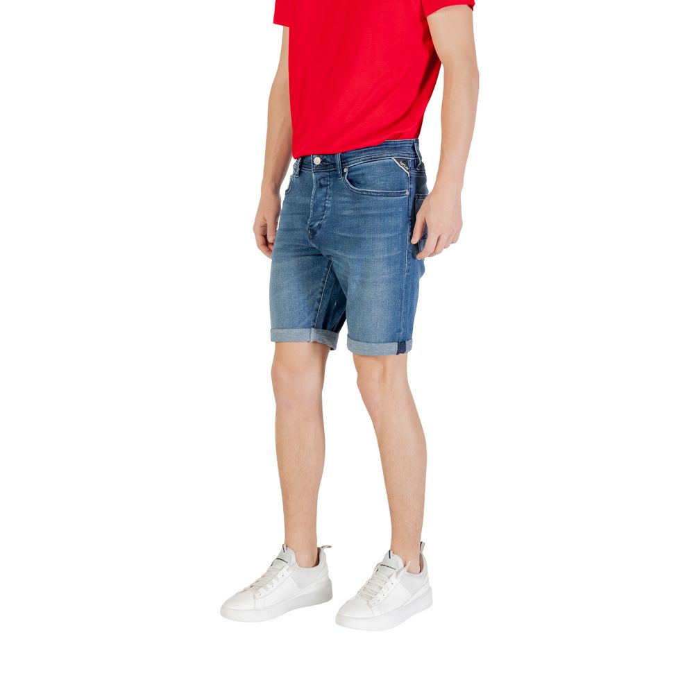 Replay Blue Cotton Bermuda Shorts - Image 3