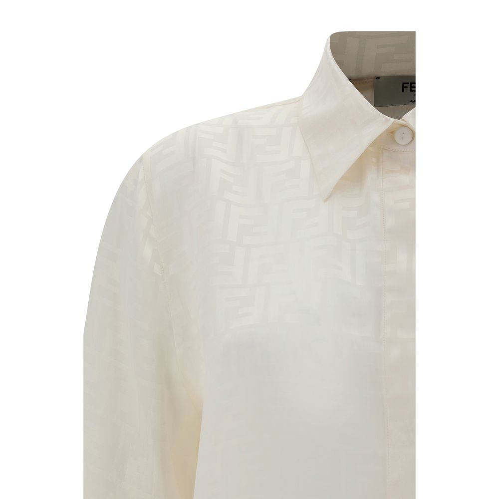 Fendi White Silk Pattern Shirt - Image 3