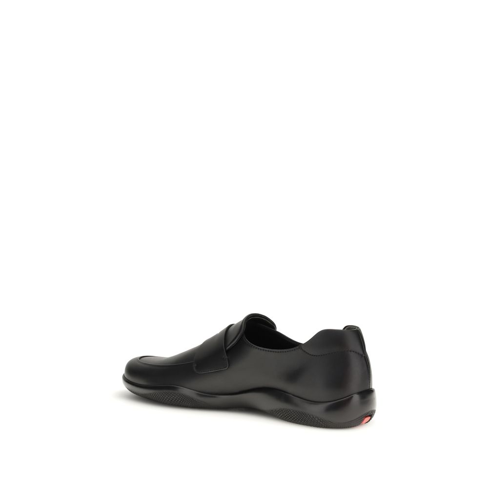Prada Black Calf Leather Bos Taurus Slip-On Loafers - Image 3