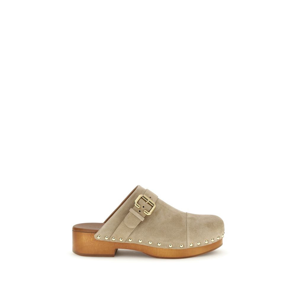 ChloƩ Beige Calf Leather Bos Taurus Clogs
