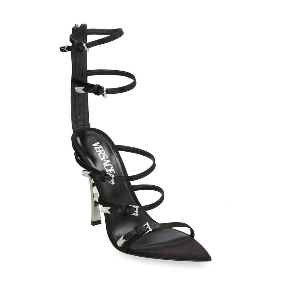 Versace Black Calfskin Stiletto Heel Sandals - Image 2