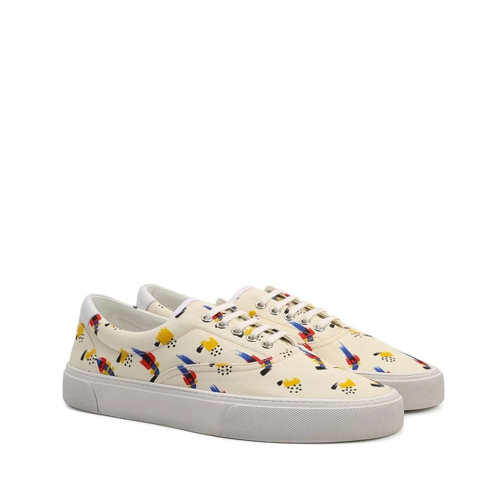 Saint Laurent White Canvas Low Top Sneakers - Image 2