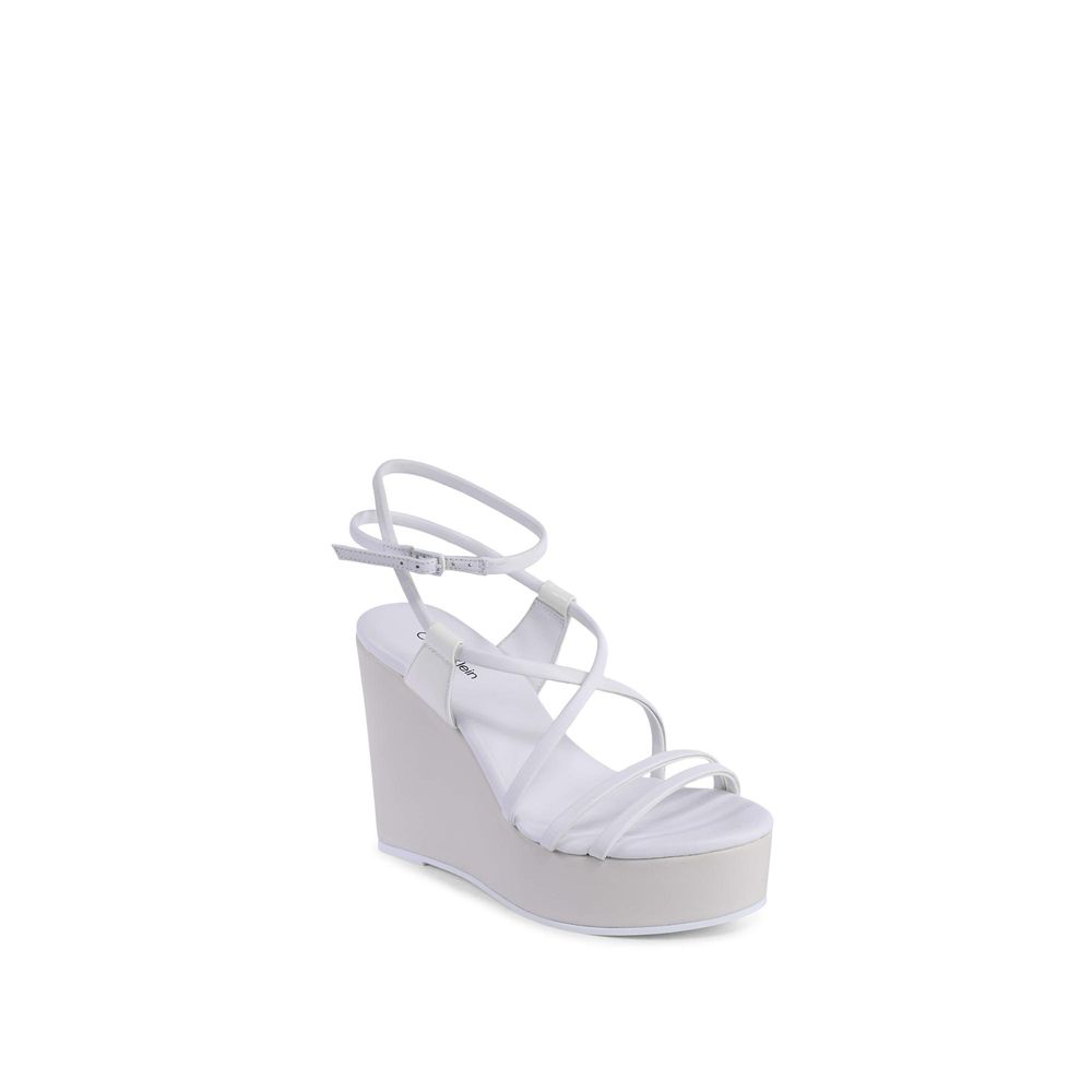 Calvin Klein White Leather Wedge Sandals - Image 2