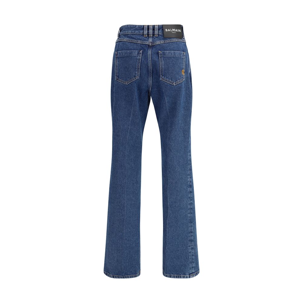 Balmain Blue Cotton Straight-Leg Jeans - Image 2