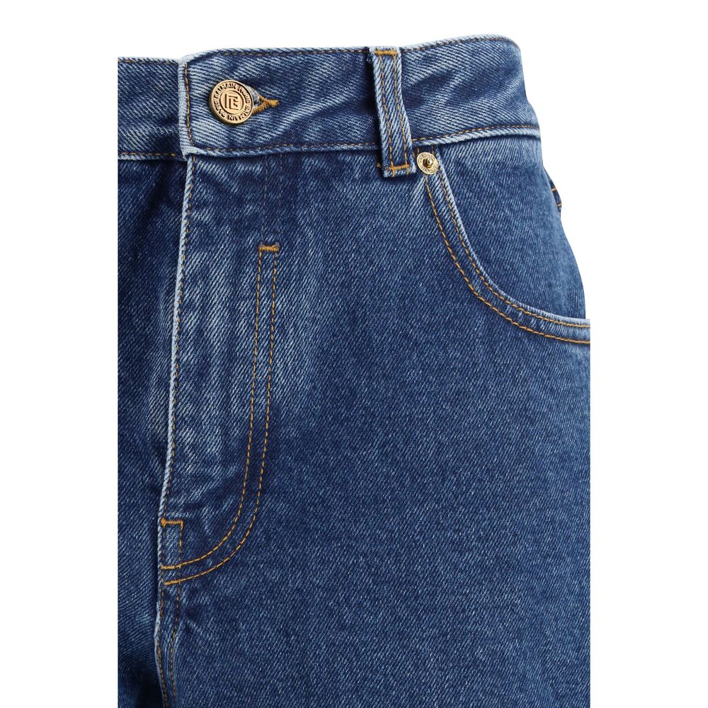 Balmain Blue Cotton Straight-Leg Jeans - Image 3