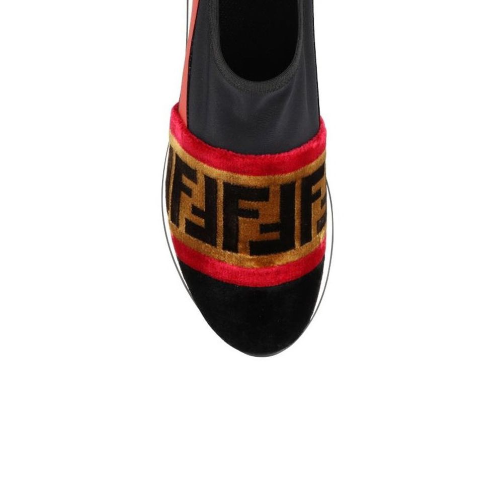 Fendi Black Fabric Low Top Sneakers - Image 4
