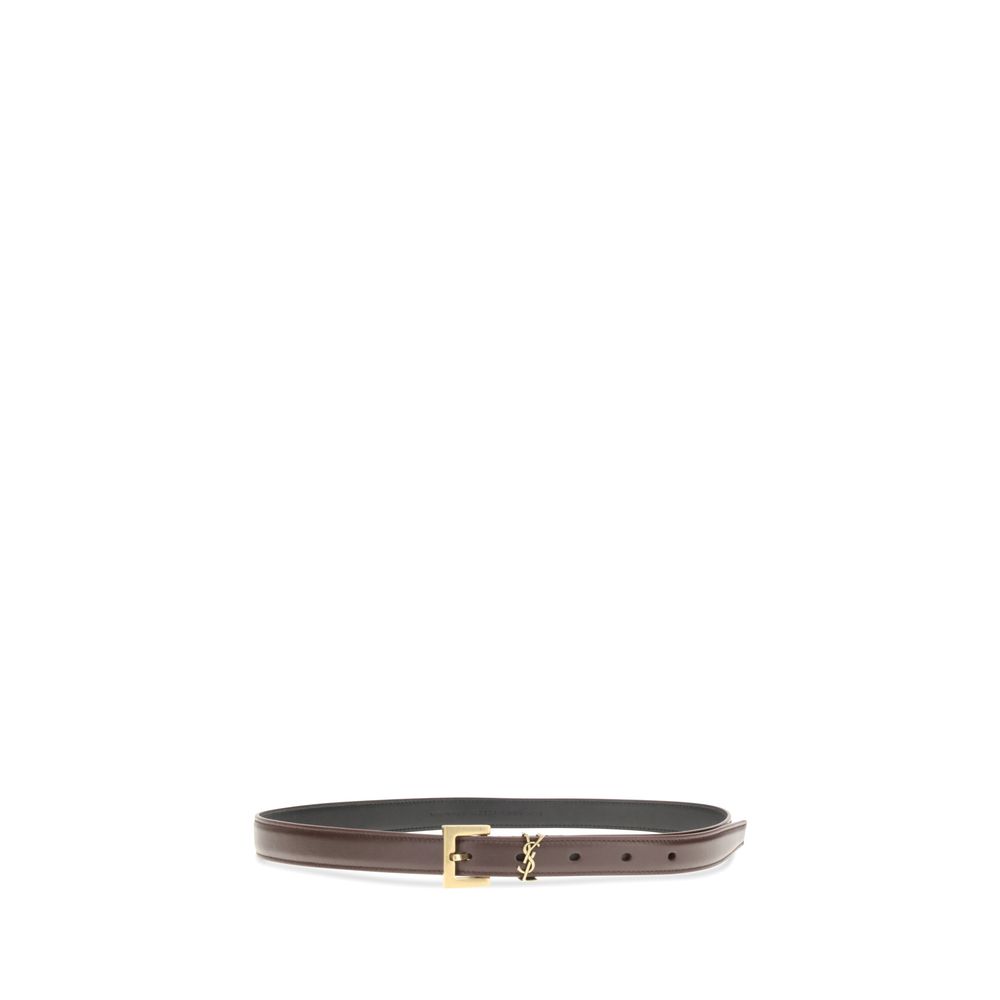Saint Laurent Brown Calf Leather Bos Taurus Thin Belt - Image 2