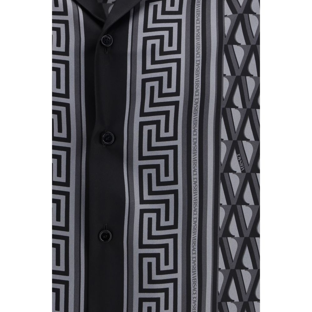 Versace Gray Silk Pattern Shirt - Image 3