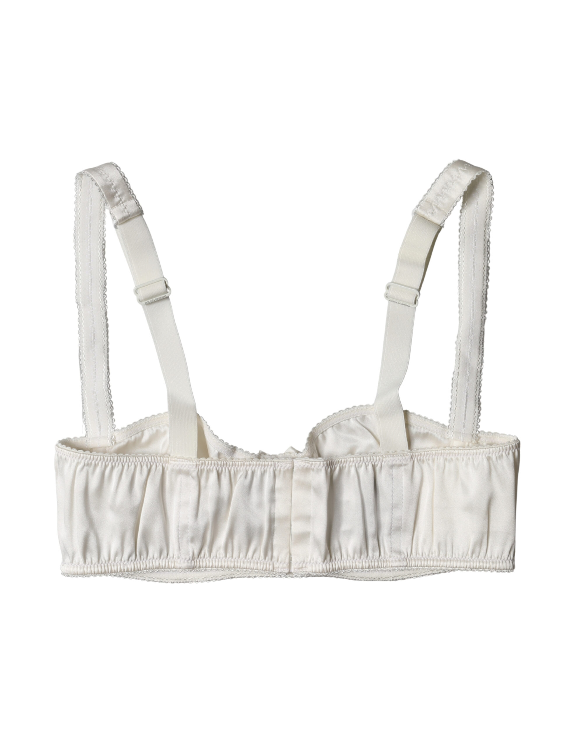 Dolce & Gabbana White Silk Satin Underwire Bra Semi Pad Underwear - Image 4