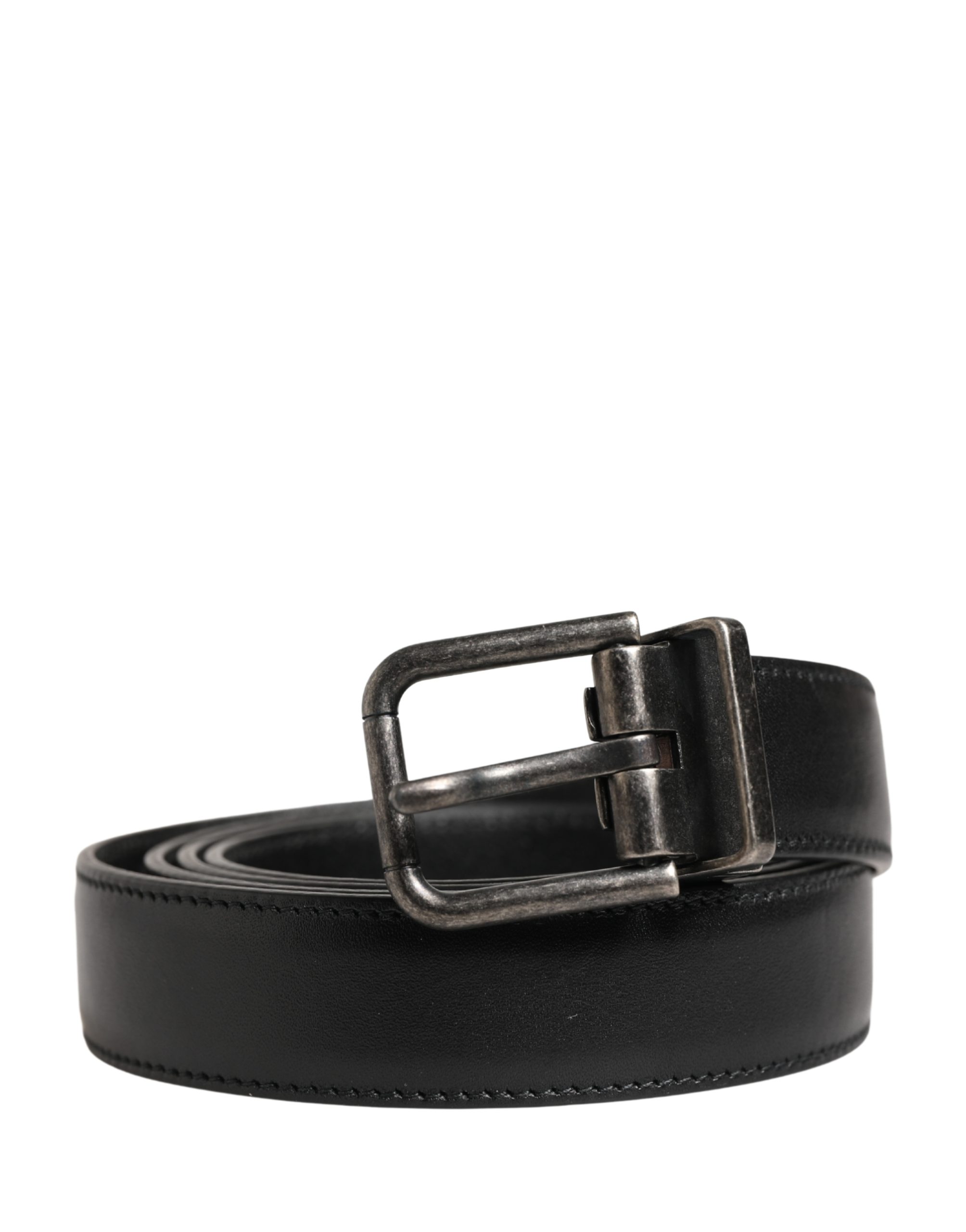 Dolce & Gabbana Men Black Classic Leather Metal Buckle Belt - Image 2