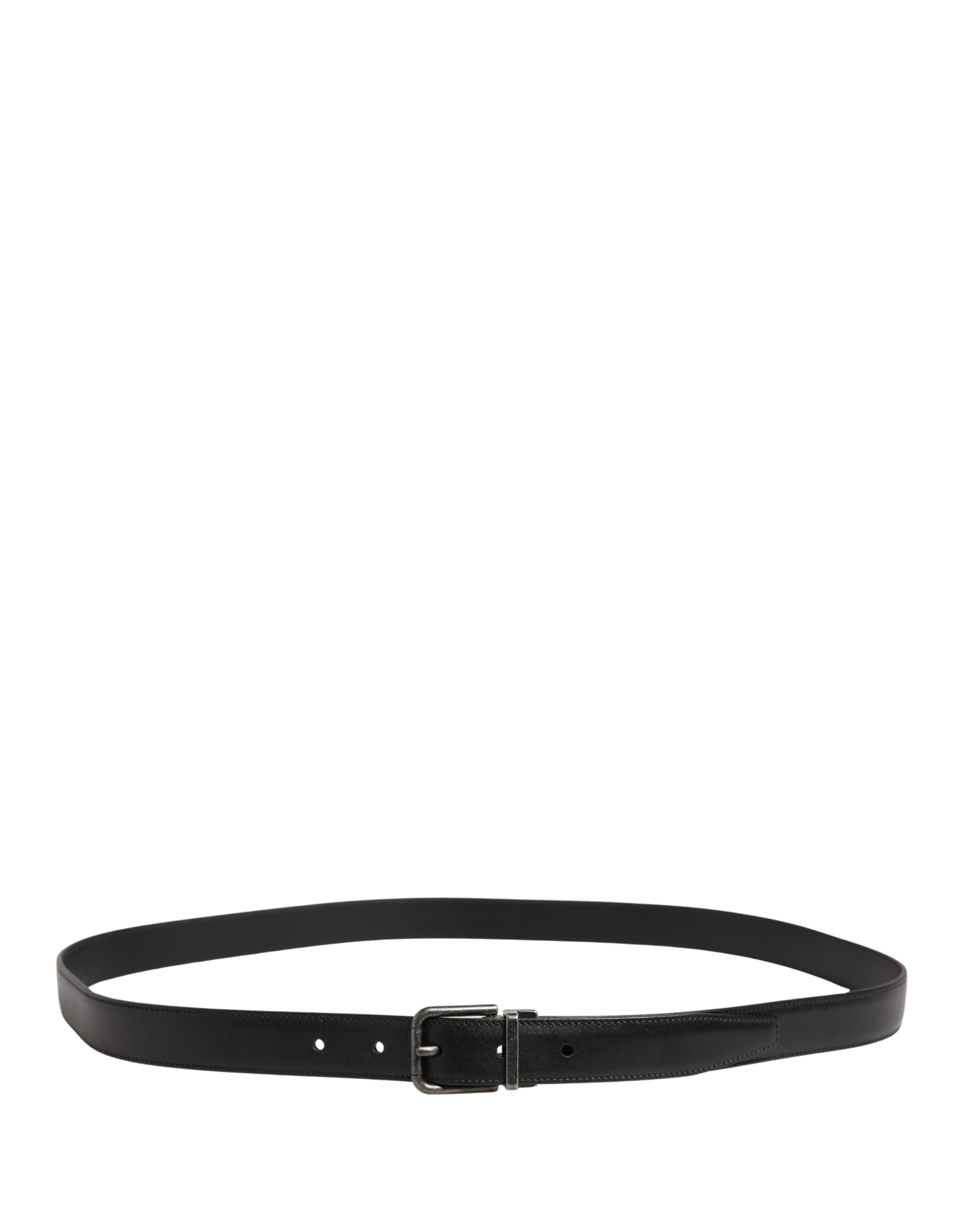 Dolce & Gabbana Men Black Classic Leather Metal Buckle Belt - Image 3