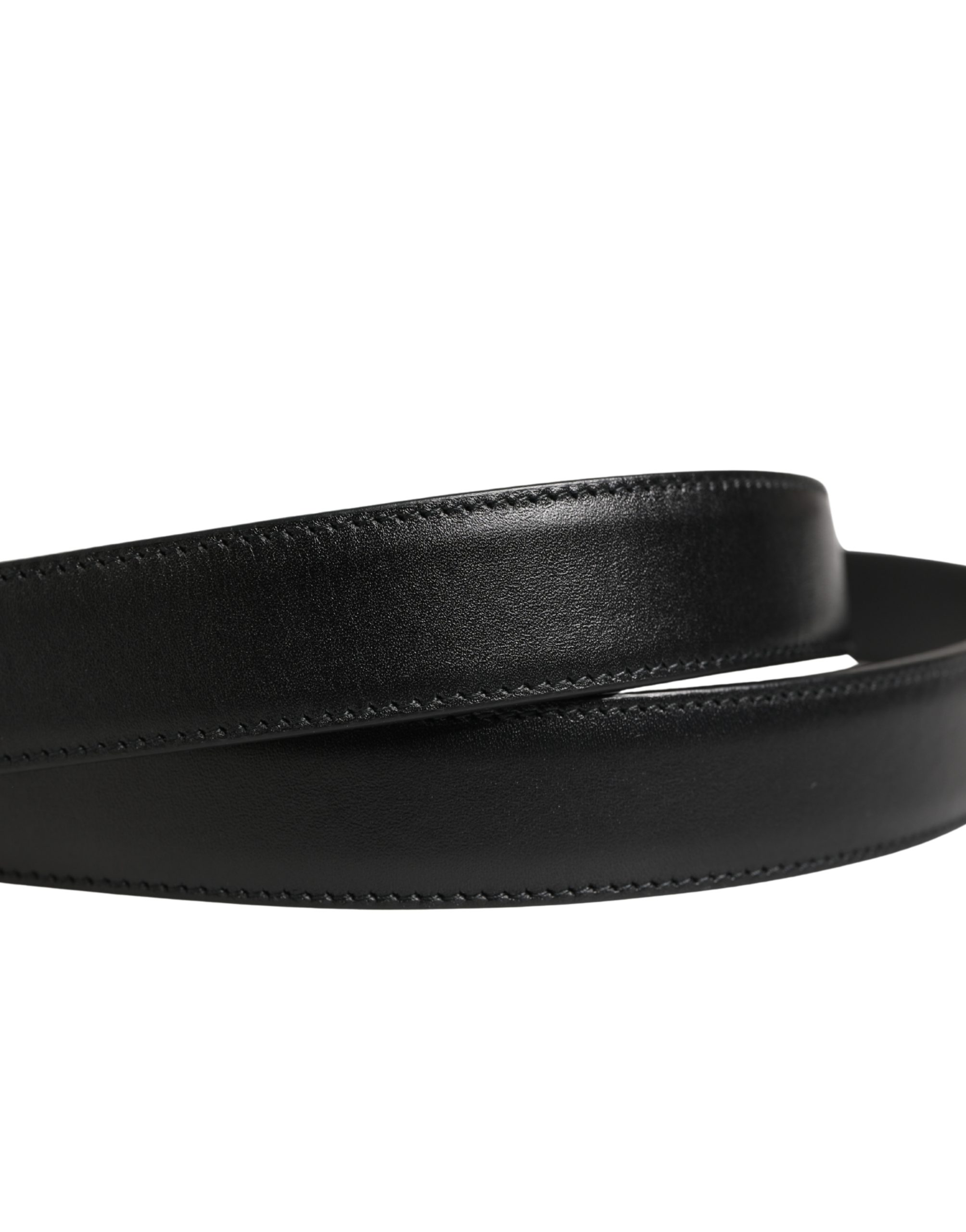 Dolce & Gabbana Men Black Classic Leather Metal Buckle Belt - Image 5