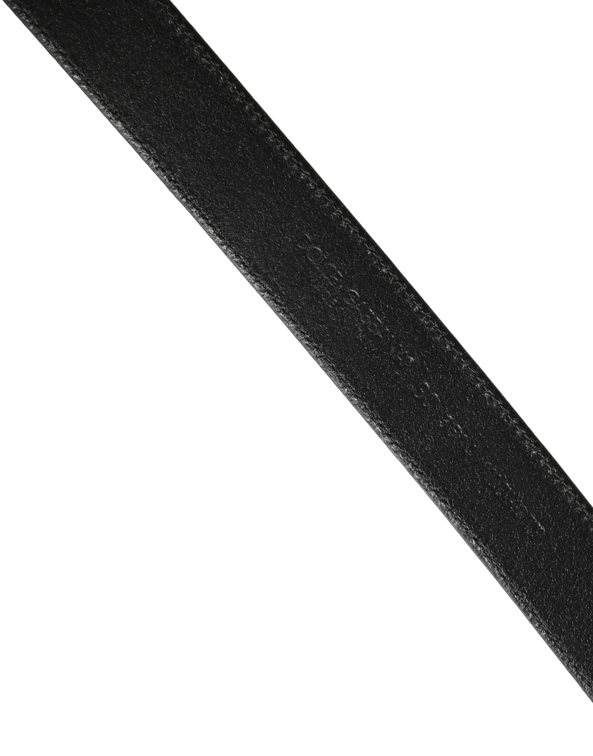 Dolce & Gabbana Men Black Classic Leather Metal Buckle Belt - Image 6