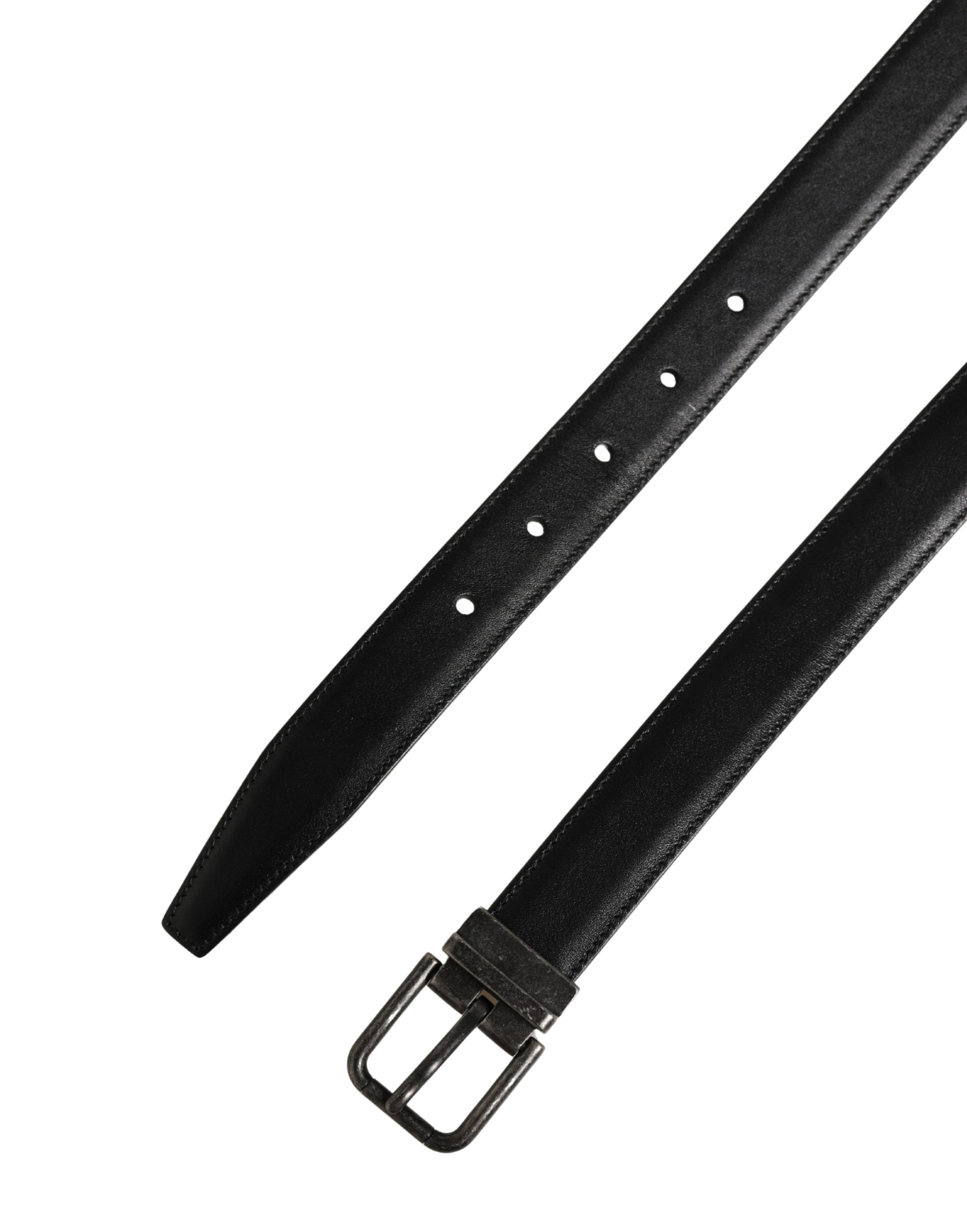 Dolce & Gabbana Men Black Classic Leather Metal Buckle Belt - Image 7
