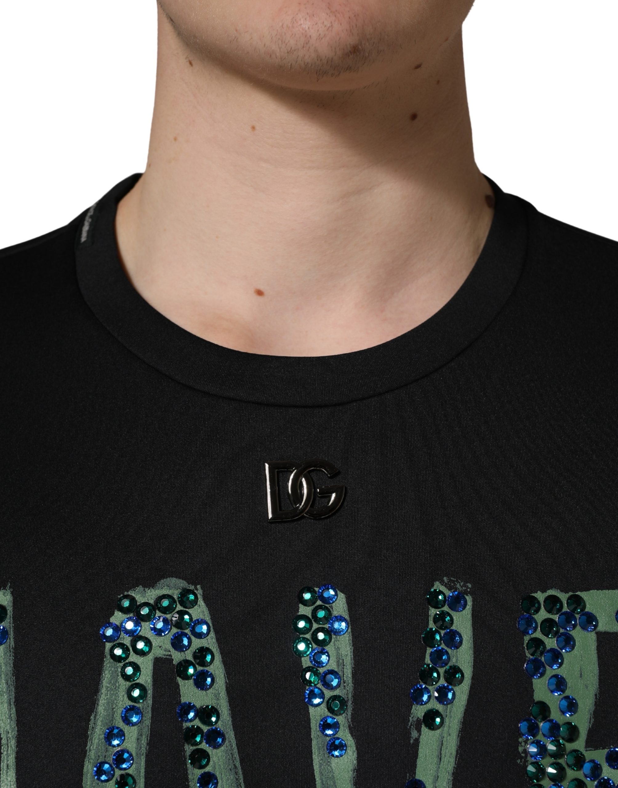 Dolce & Gabbana Black Have Fun Embellished Crew Neck T-shirt - Image 5